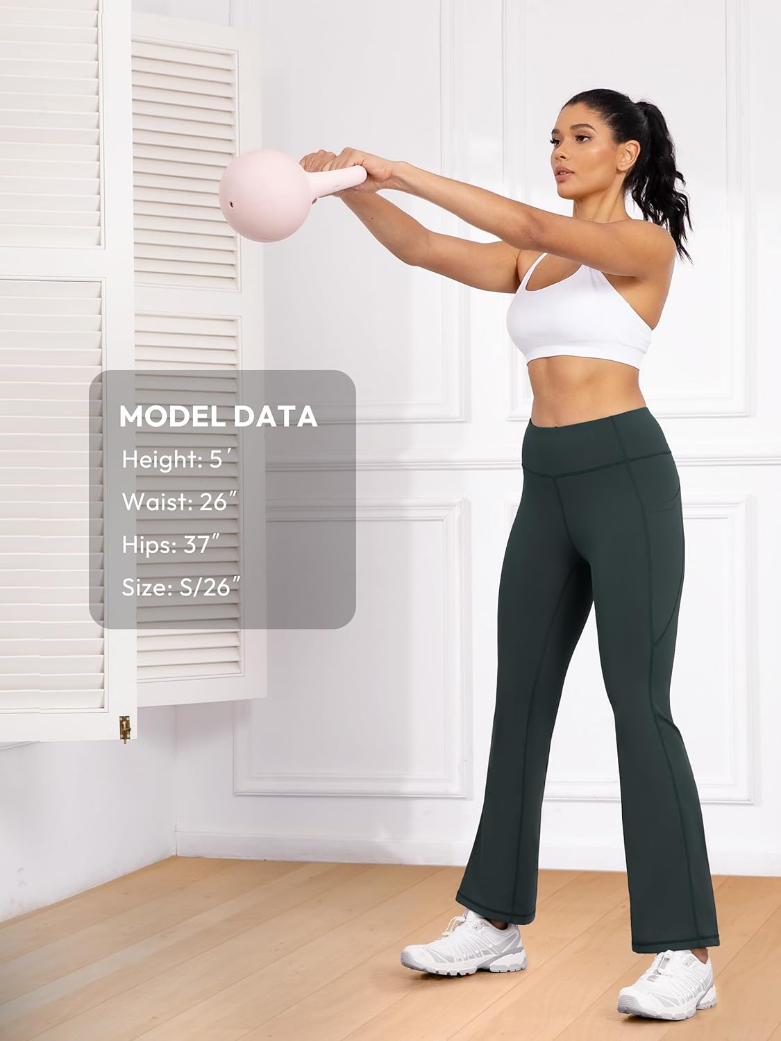 Tapata Petite Women's Bootcut Yoga Pants 26"/28" Inseam High Waist Workout Flare Leggings with Pockets - Image 8