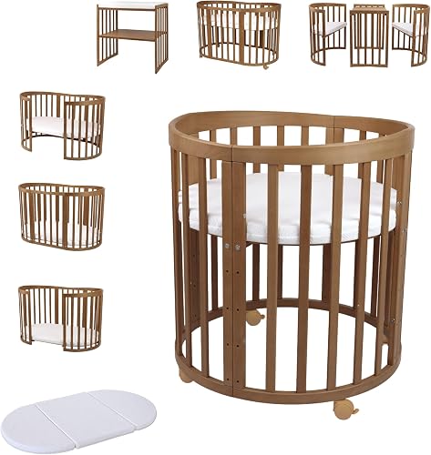 waldin Lit Bébé Ovale 7en1, Matelas 