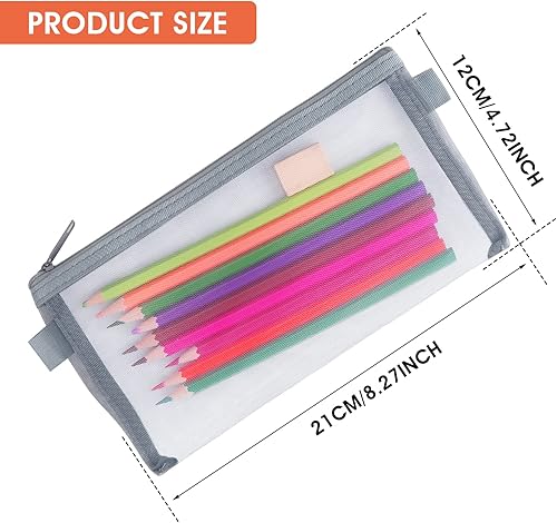 Miniatura 2 de THINP Estuche para lápices de 3 piezas, bolsas de maquillaje transparentes, bolsa de malla de nailon para bolígrafos con cremallera, bolsa de