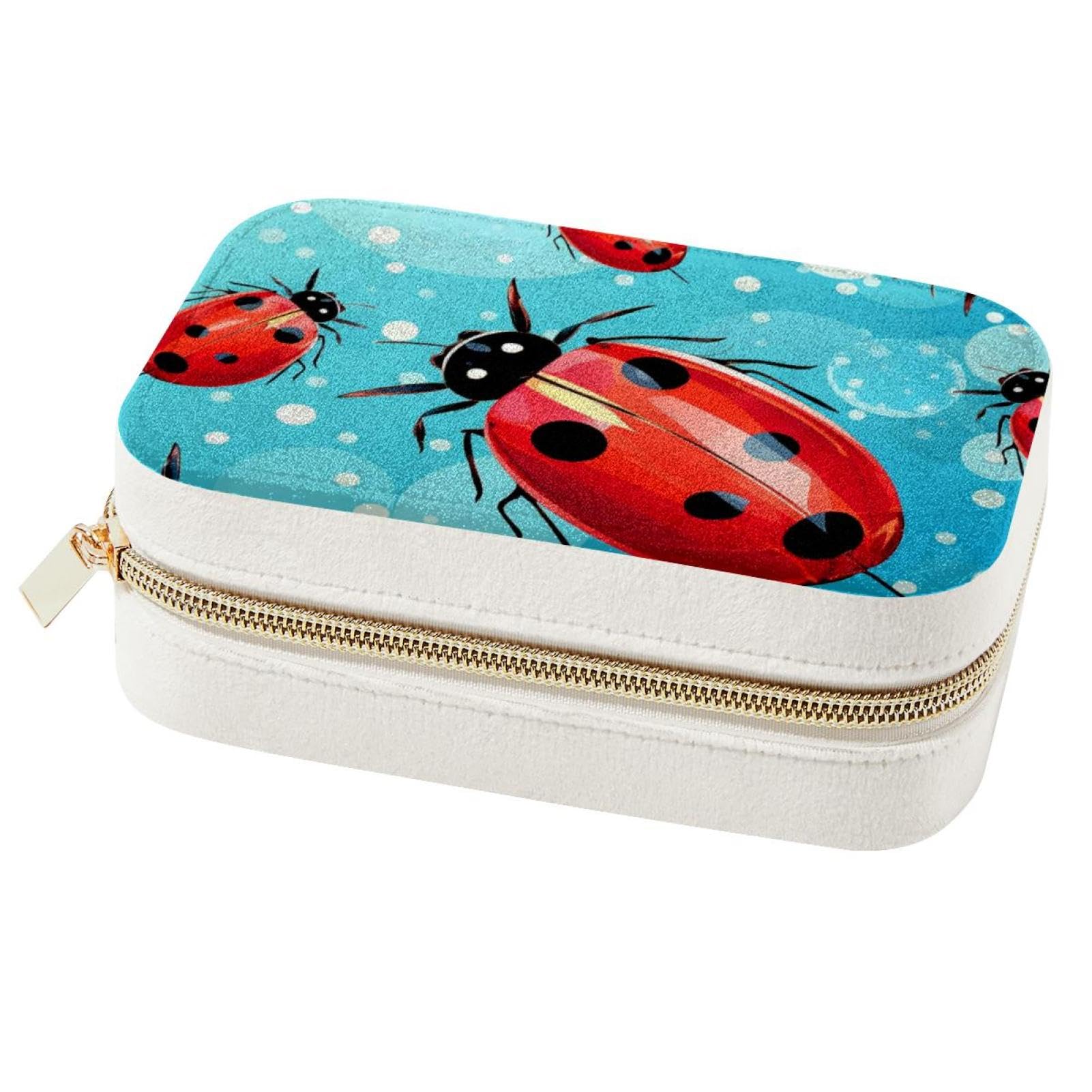 Boîte à bijoux en velours Ladybug idéale pour vos voyages et week-ends