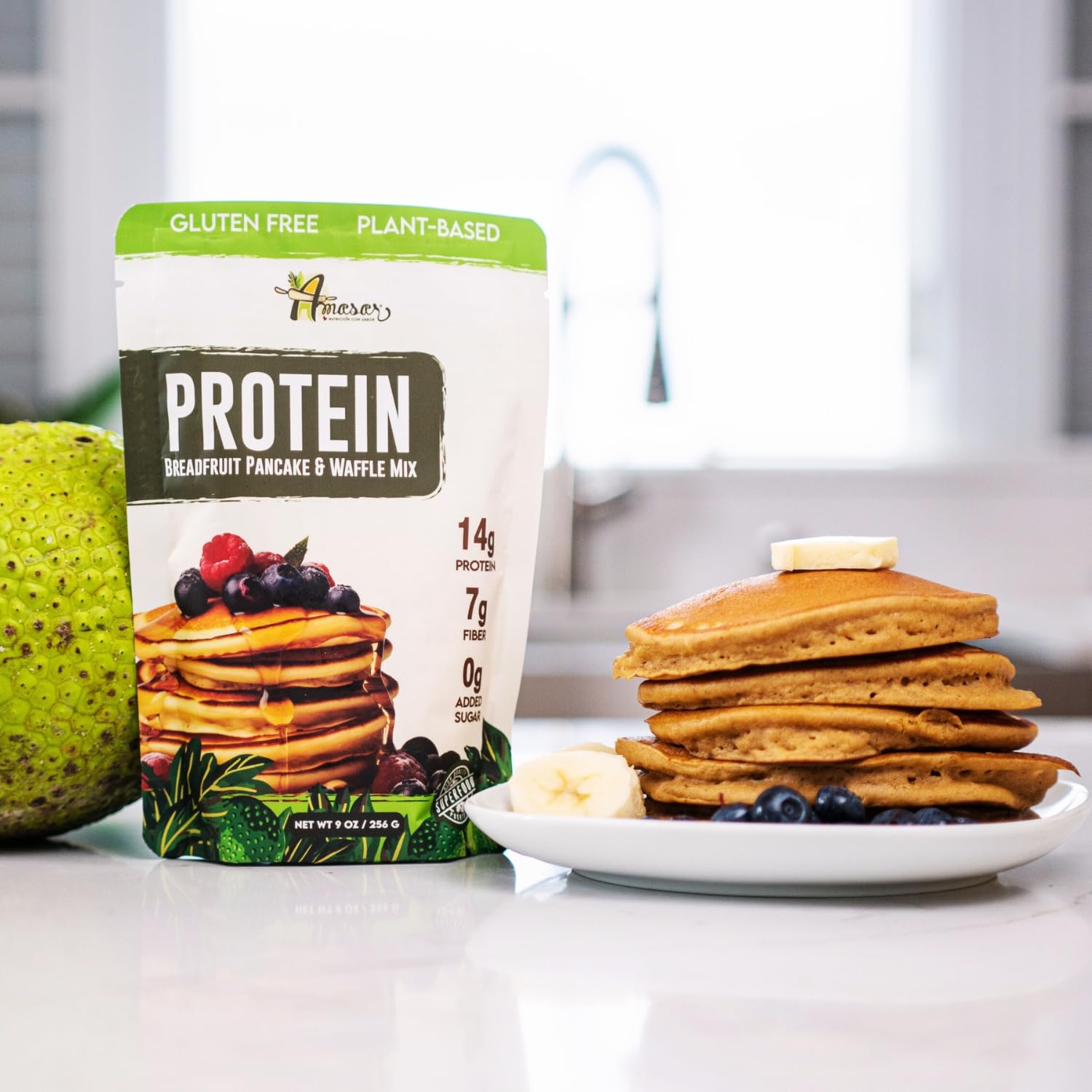 Amasar High Protein Pancake & Waffle Mix (Breadfruit-Based) 9 oz (3pk)