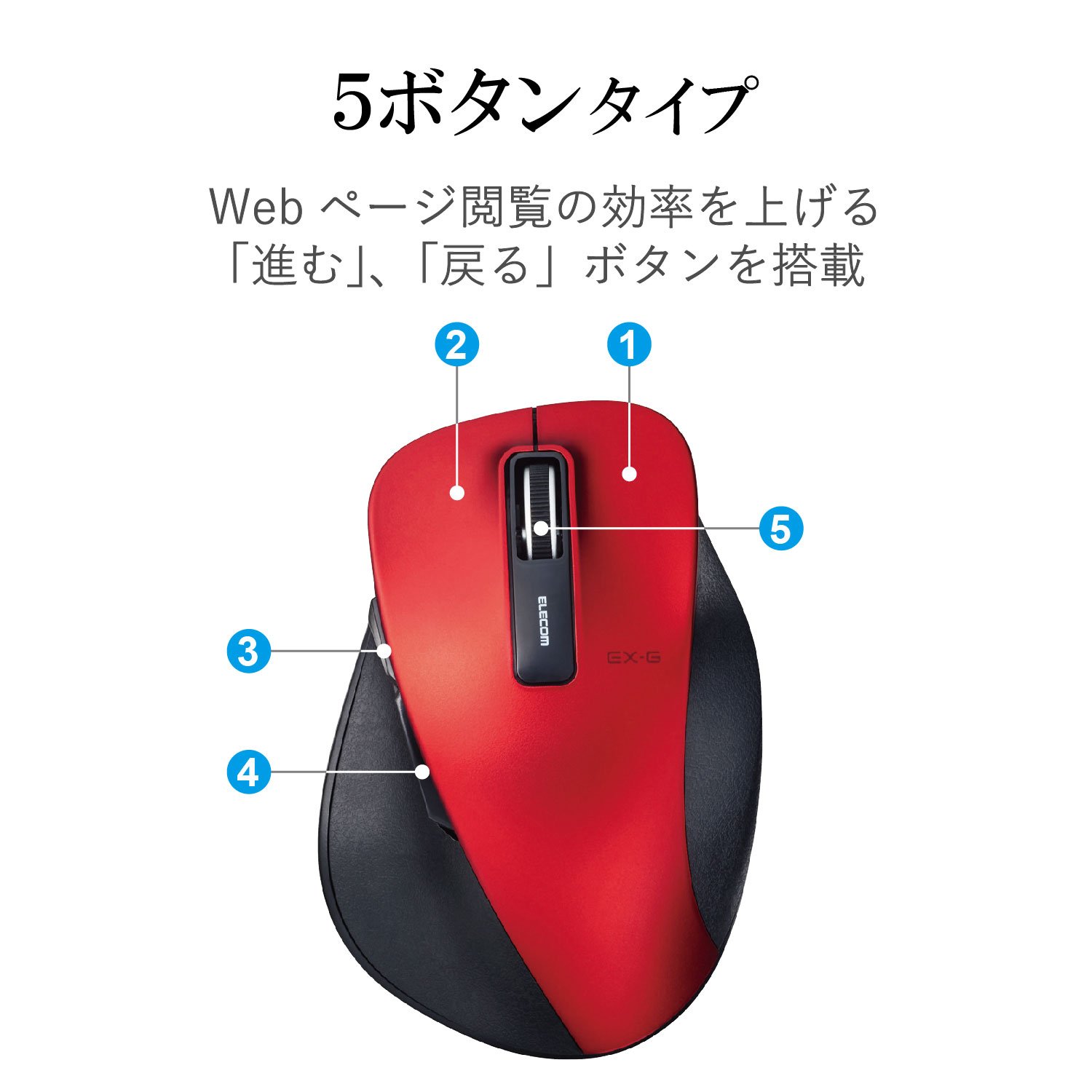エレコム マウス ワイヤレス (レシーバー付属) Lサイズ 5ボタン (戻る・進むボタン搭載) 静音 BlueLED 握りの極み ブラック M-XGL10DBSBK Amazon.co.jp: エレコム マウス ワイヤレス (レシーバー付属) L
