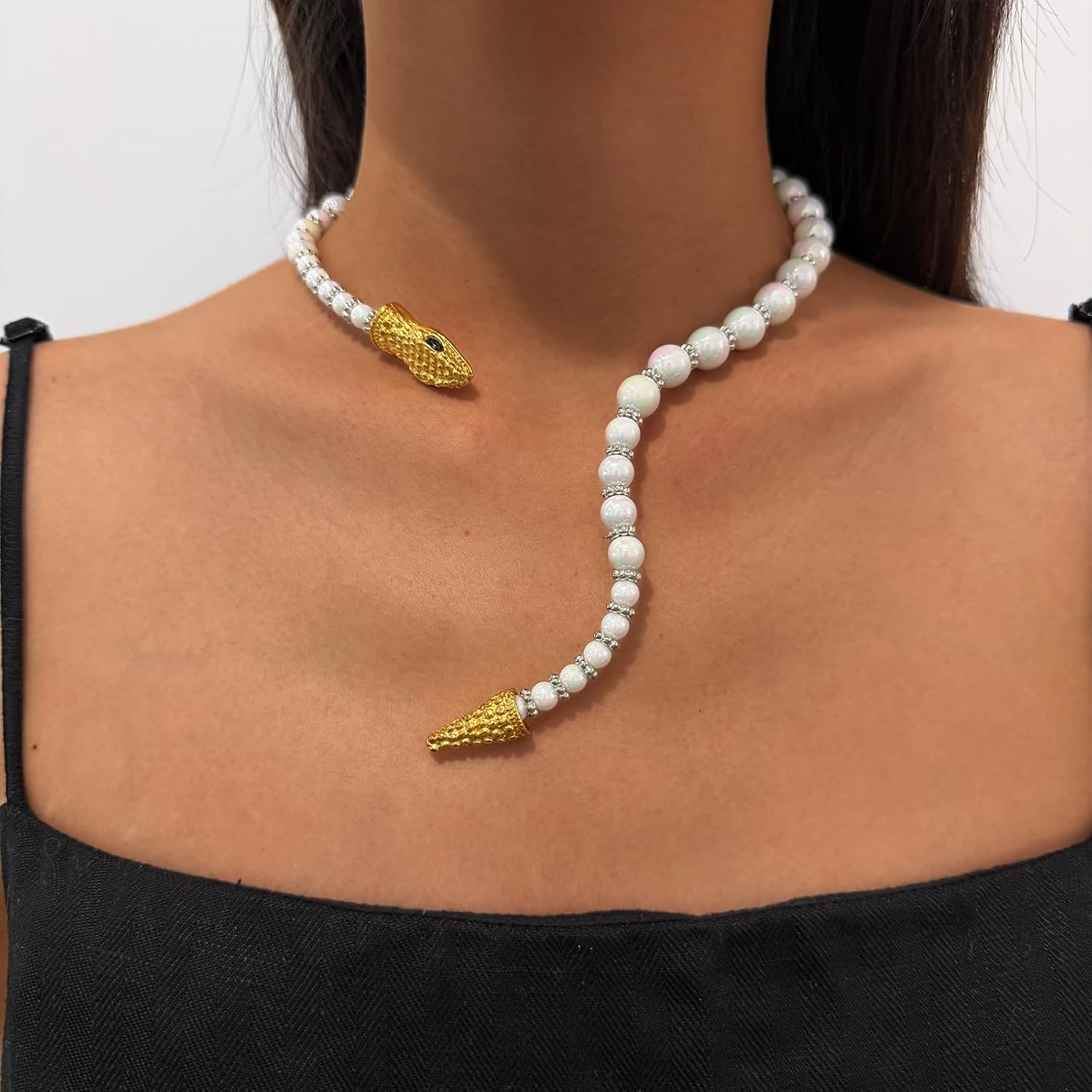 Snake Necklace for Women Bendable Bead Snake Choker Halloween Jewelry