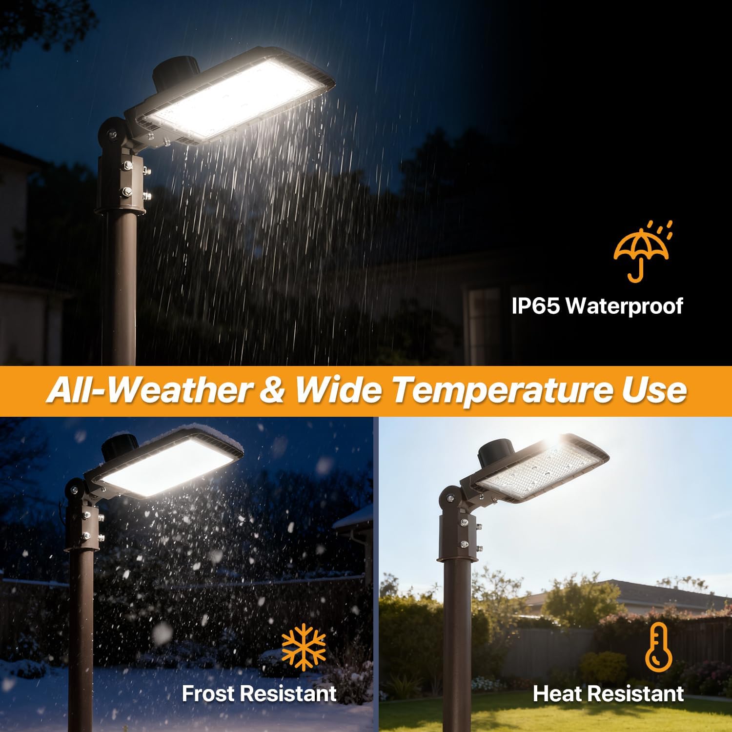 200W LED Parking Lot Light with Replaceable External Driver, 30000LM Flood Light 5000K T3 Lens, Dusk to Dawn Photocell, AC100-277V IP65 Waterproof Outdoor Commercial Area Lighting