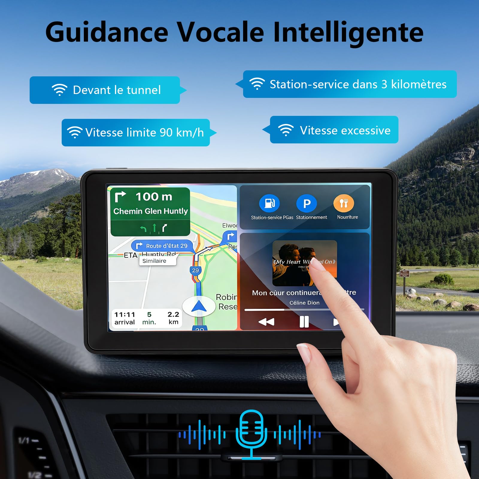 GPS Voiture, GPS Navigation Voiture 7 Pouces avec Cartes de l'europe 2025, Mises à Jour Gratuites, Points D'intérêt et Alerte de Vitesse, Guidage Vocal pour Voiture/Camion/Camping-Car