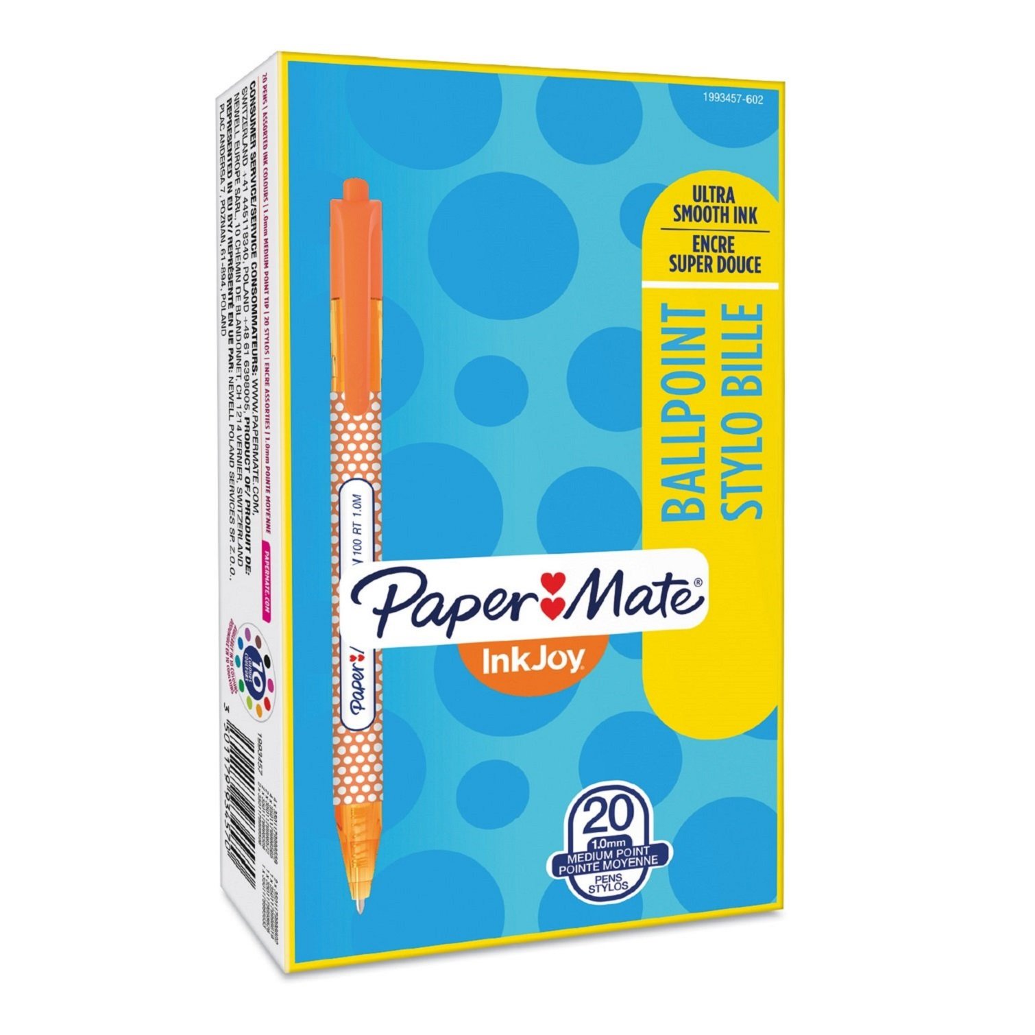 Paper Mate InkJoy Wrap Ballpoint Pens | Retractable Medium Point | Assorted Colours | 20 Count