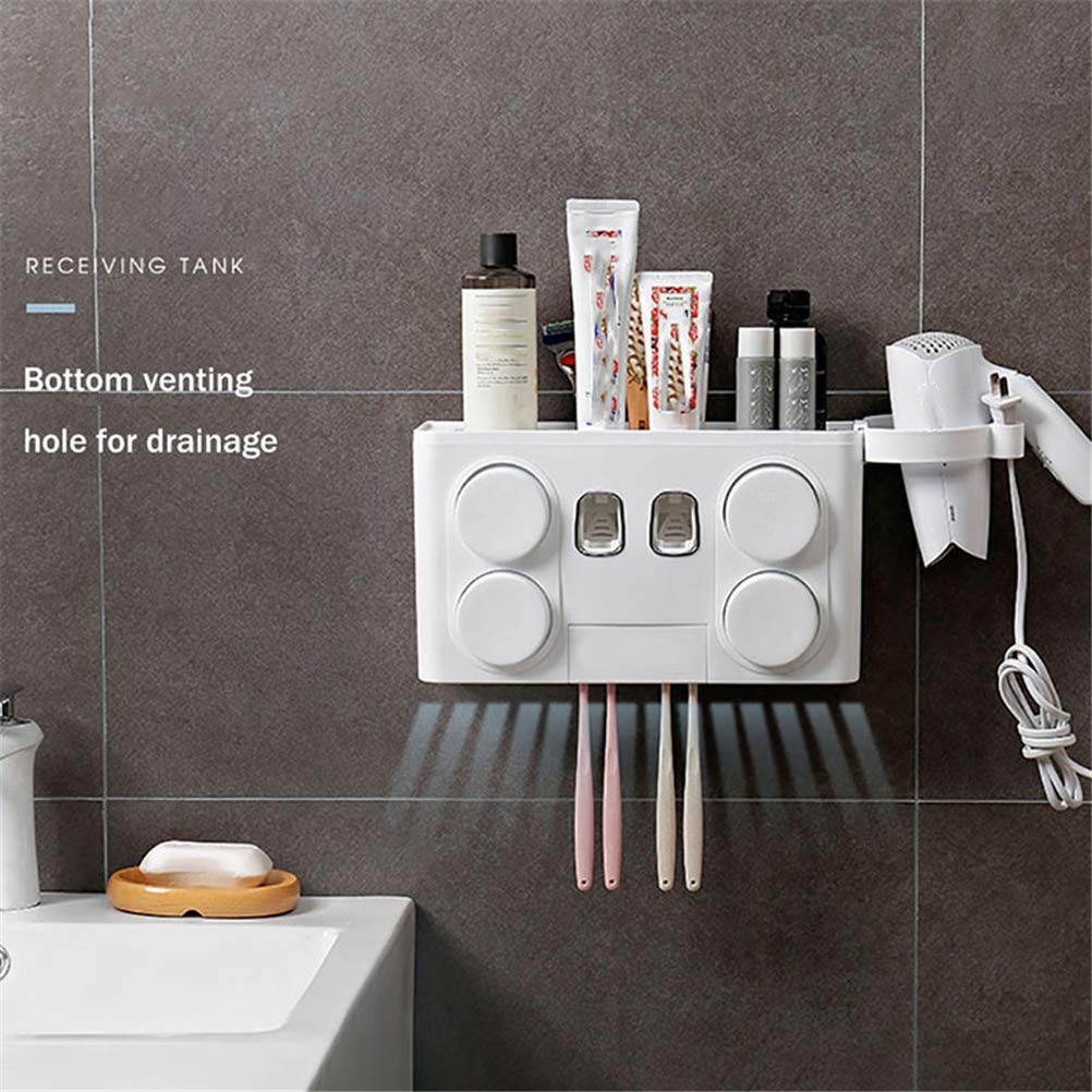 Dispensador de Pasta de Dientes de Un Toque, Dispensador de Pasta de Manos Libres, Dispensador de Pasta de Dientes Portátil Multifunción, Accesorios de Baño, Portacepillos Eléctrico,c