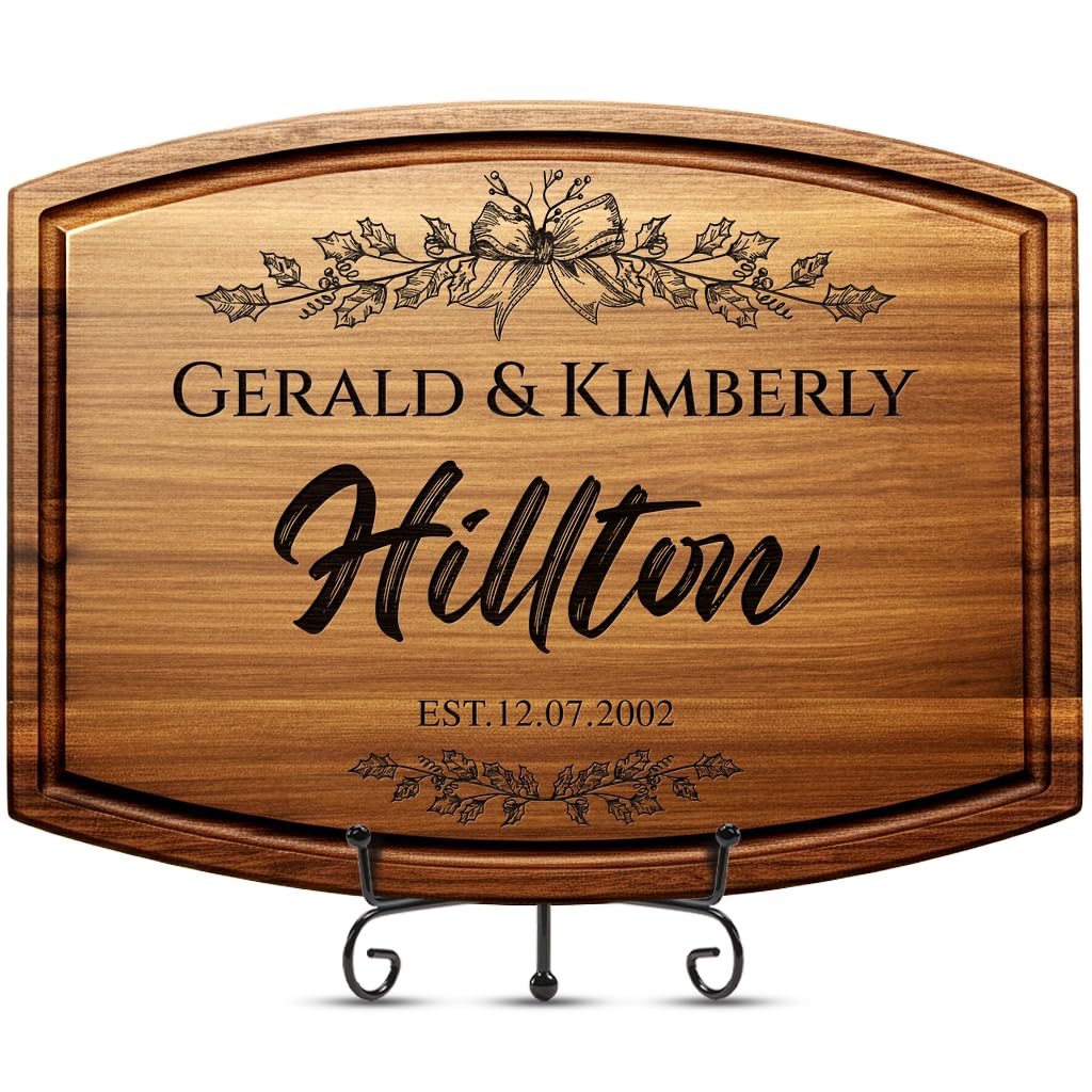 Personalized Christmas Gifts for Couples - Custom Engraved Cutting Board, Walnut Wood Charcuterie Board, Unique Holiday Gift for Family, Newlyweds, or Housewarming, Custom Kitchen Decor