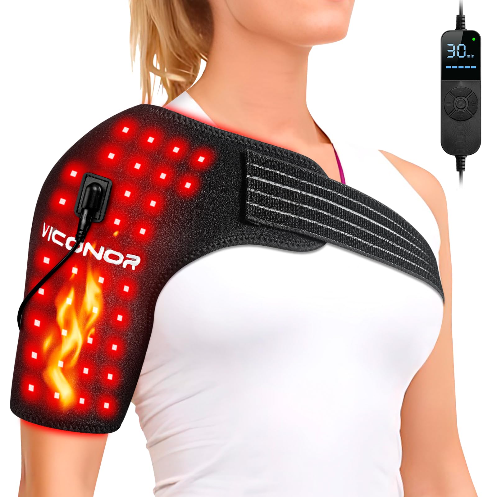 Photo 1 of Viconor Red Light Therapy for Shoulder Pain Relief, Infrared Light Therapy for Body, Improve Joint Muscle, 660nm & 850nm Red Light Shoulder Wrap, Black1