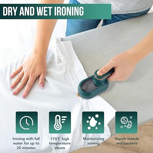 Vista 5 de JZRH Mini steam Ironing Machine Hand held Dry and Wet steam Iron Portable Ironing steam Machine Household steam Generator White