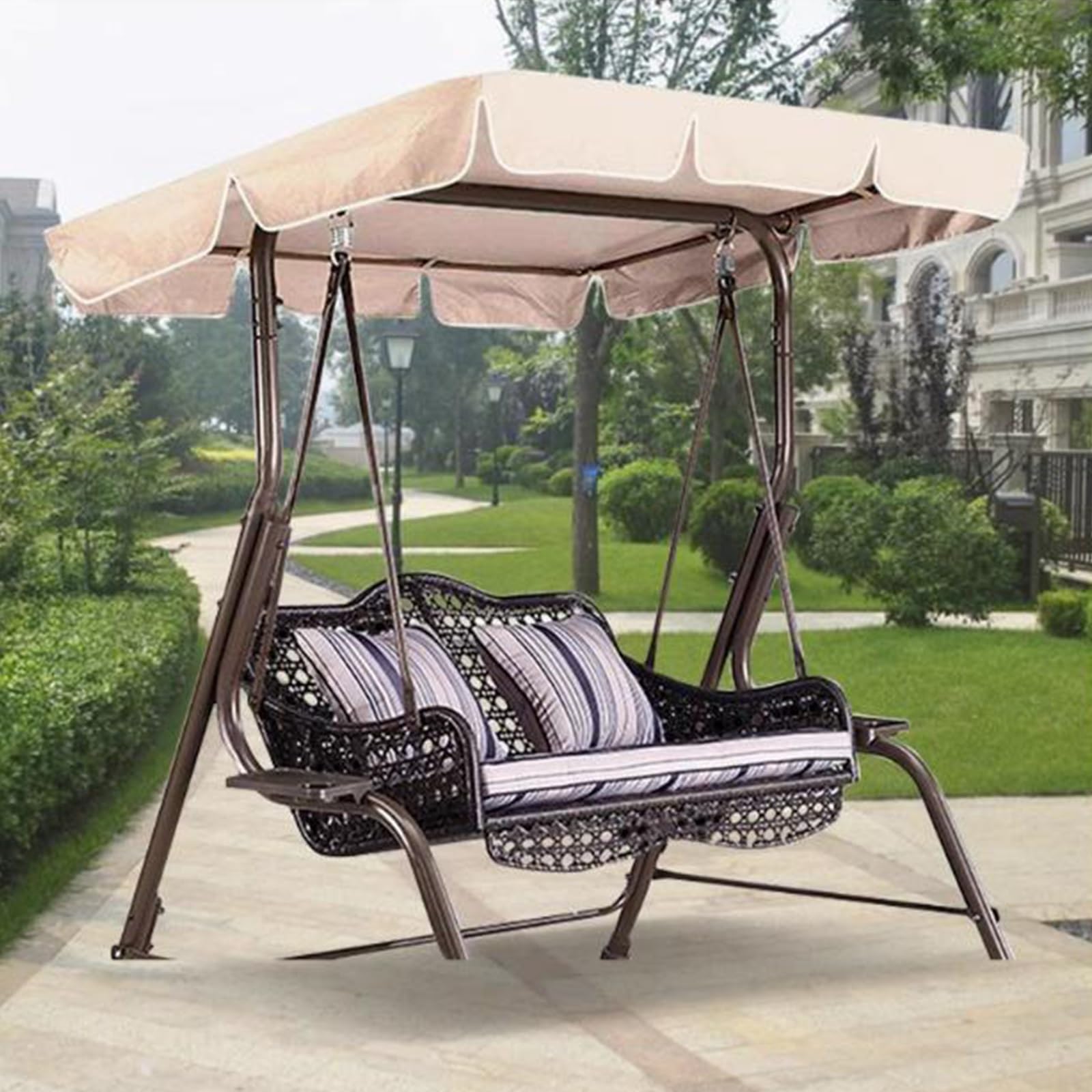 Ersatz-Verdeck für Hängematten, Schaukelüberdachung, 190T Polyester, Mehrfarbig, mehrere Größen for Terrassenschaukel(Black,190 * 132 * 15cm)
