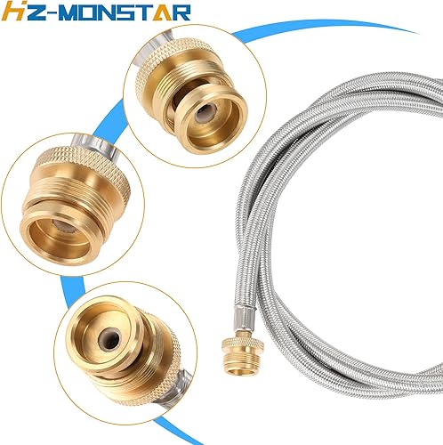 Miniatura 6 de Adaptador de manguera de propano de 6 pies de 1 libra a 20 libras con adaptador de manguera de propano trenzado de acero inoxidable para tanque