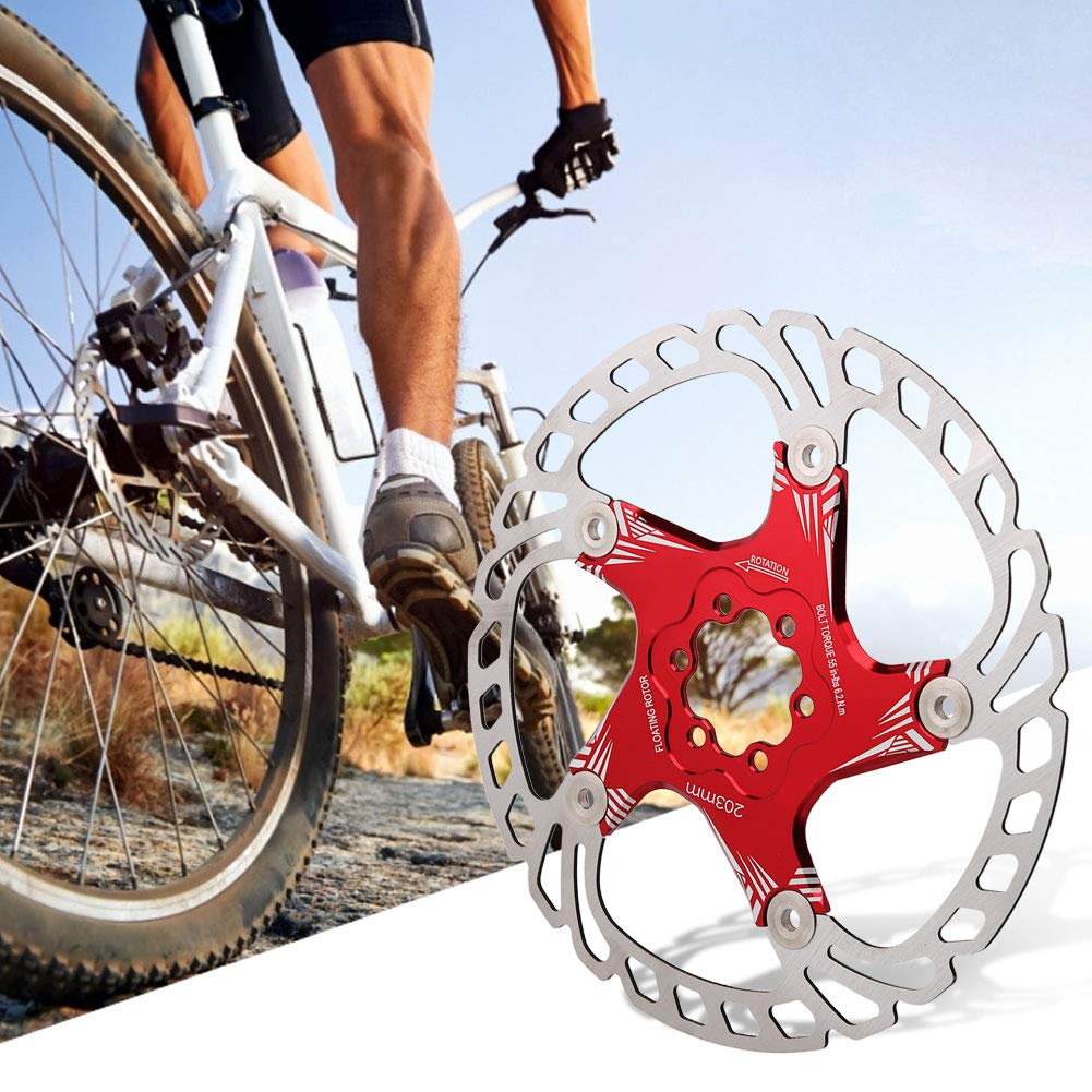 Hochwertiges Metall-Mountainbike-Fahrrad, 203 mm, Fünf-Nagel-Scheibenbremse, Scheibe, Bremsbelag (Rot)