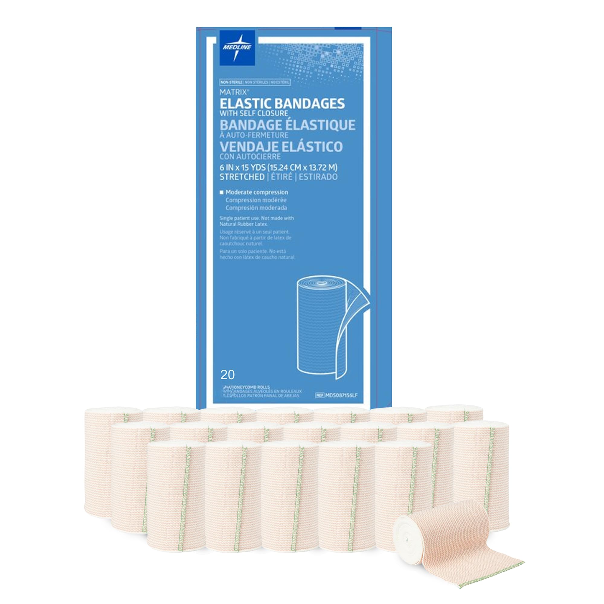 Medline Matrix Elastic Bandages, Non Sterile, 6" x 5 yard, White/Beige (Pack of 50) — Amazon image 5