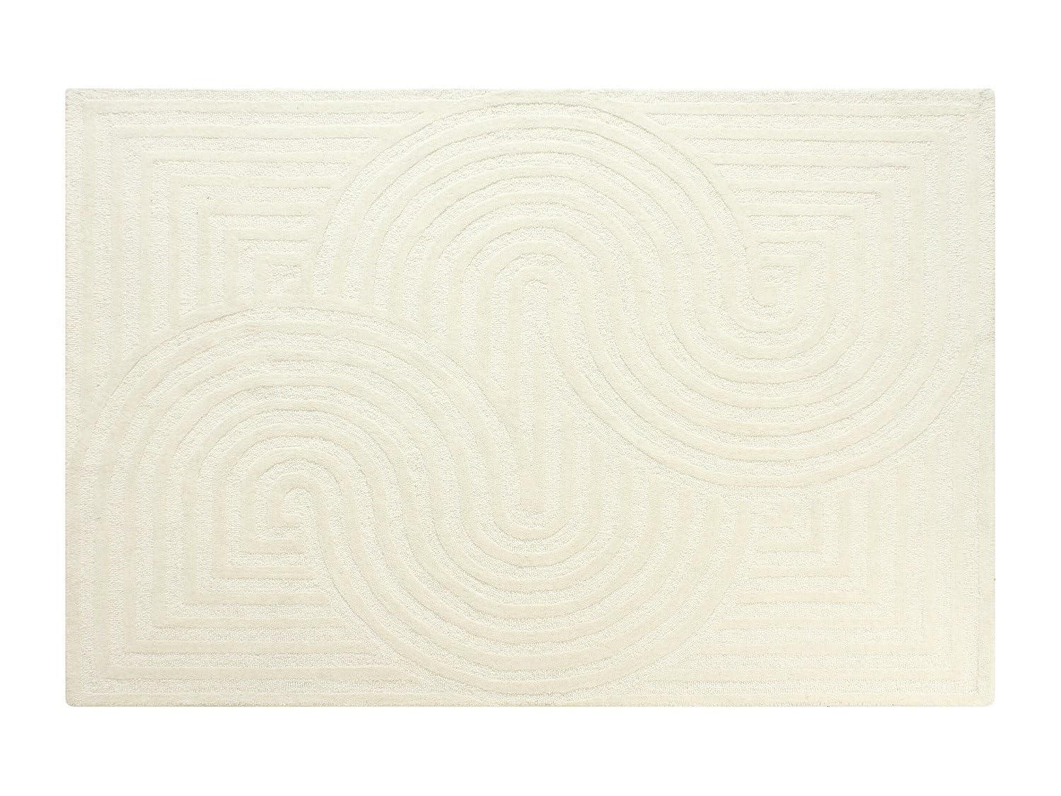Vente-unique - Tapis 100% Laine tufté Main - 160 x 230 cm - Blanc cassé - 2000 g/m² - LUZAN