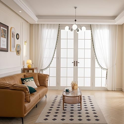 Miniatura 3 de Cortinas traslúcidas blancas de 84 pulgadas de largo, cortinas plisadas para ventana con filtro de luz con ganchos, cortinas plisadas para