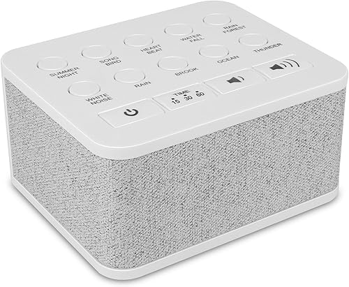 LUXSWAY Máquina de sonido, máquina de ruido blanco con 10 sonidos relajantes naturales, control de volumen, 3 temporizadores, función de memoria,