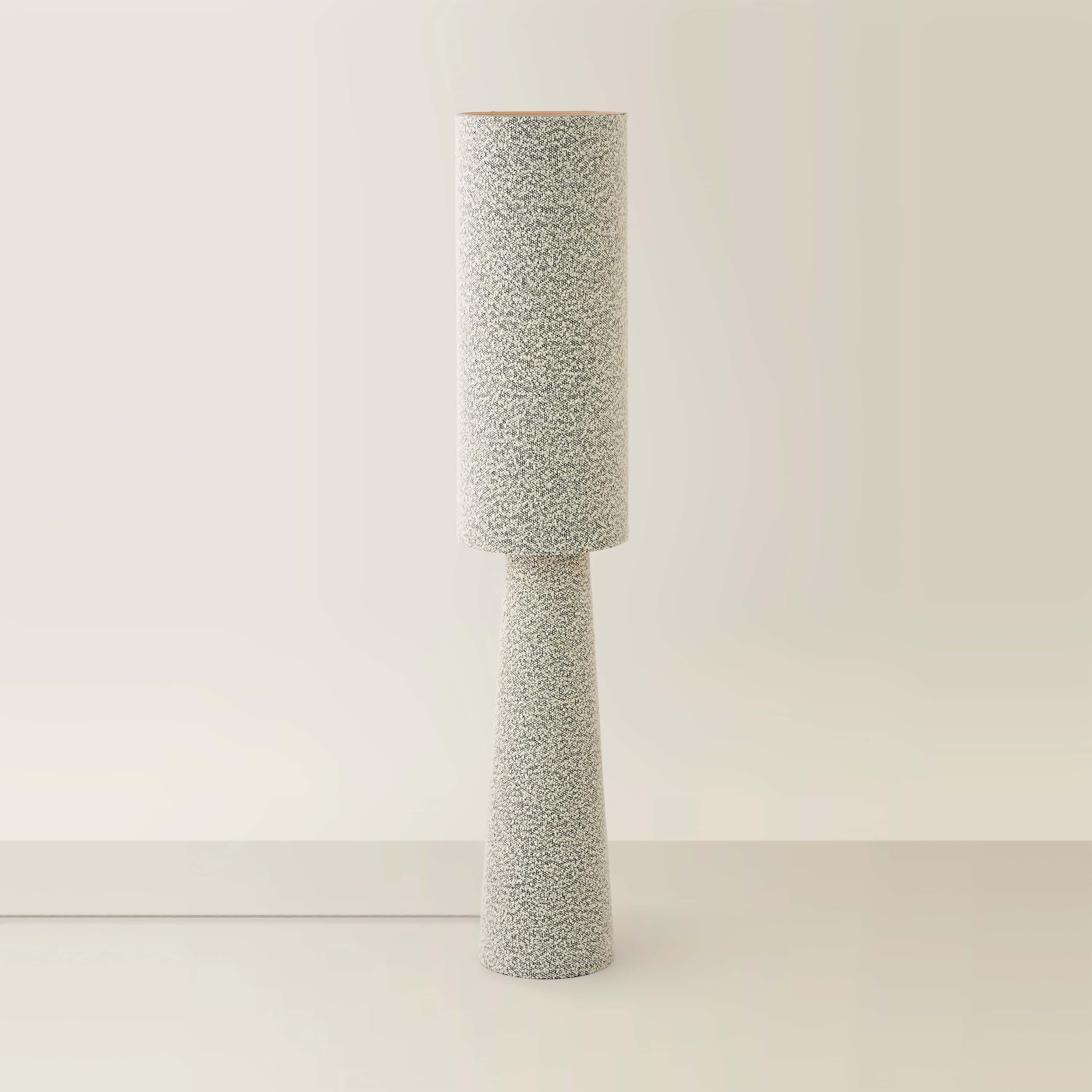 ValueLights | Ash Grey Fleck Boucle Midi Floor Lamp and Warm White Bulb