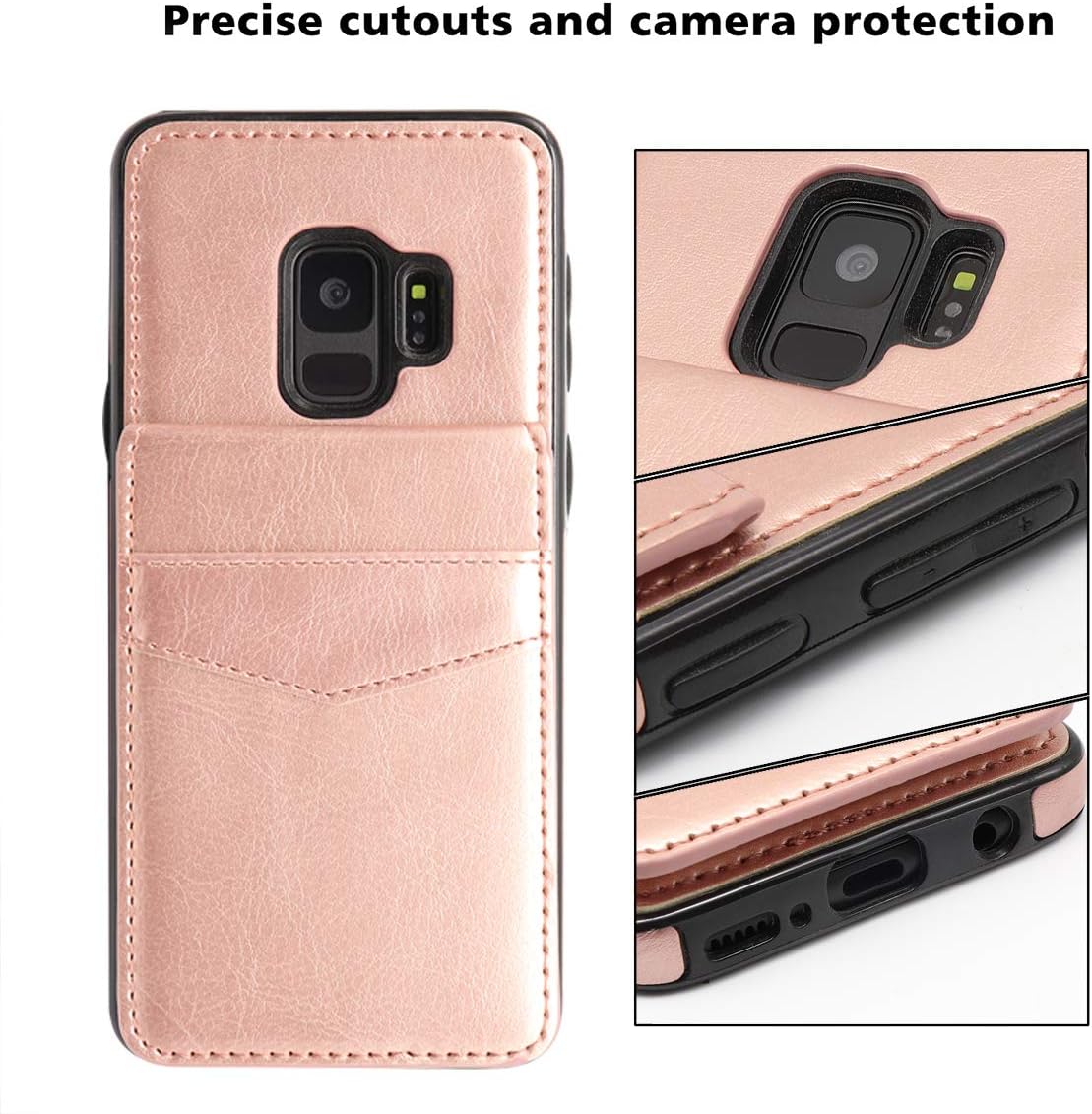 LakiBeibi Wallet Phone Case for Galaxy S9 Dual Layer Lightweight Premium Leather with Card Slots Magnetic Lock Folio Flip Protective Cover for Samsung Galaxy S9 5.8 Inch (2018) - Rose Gold