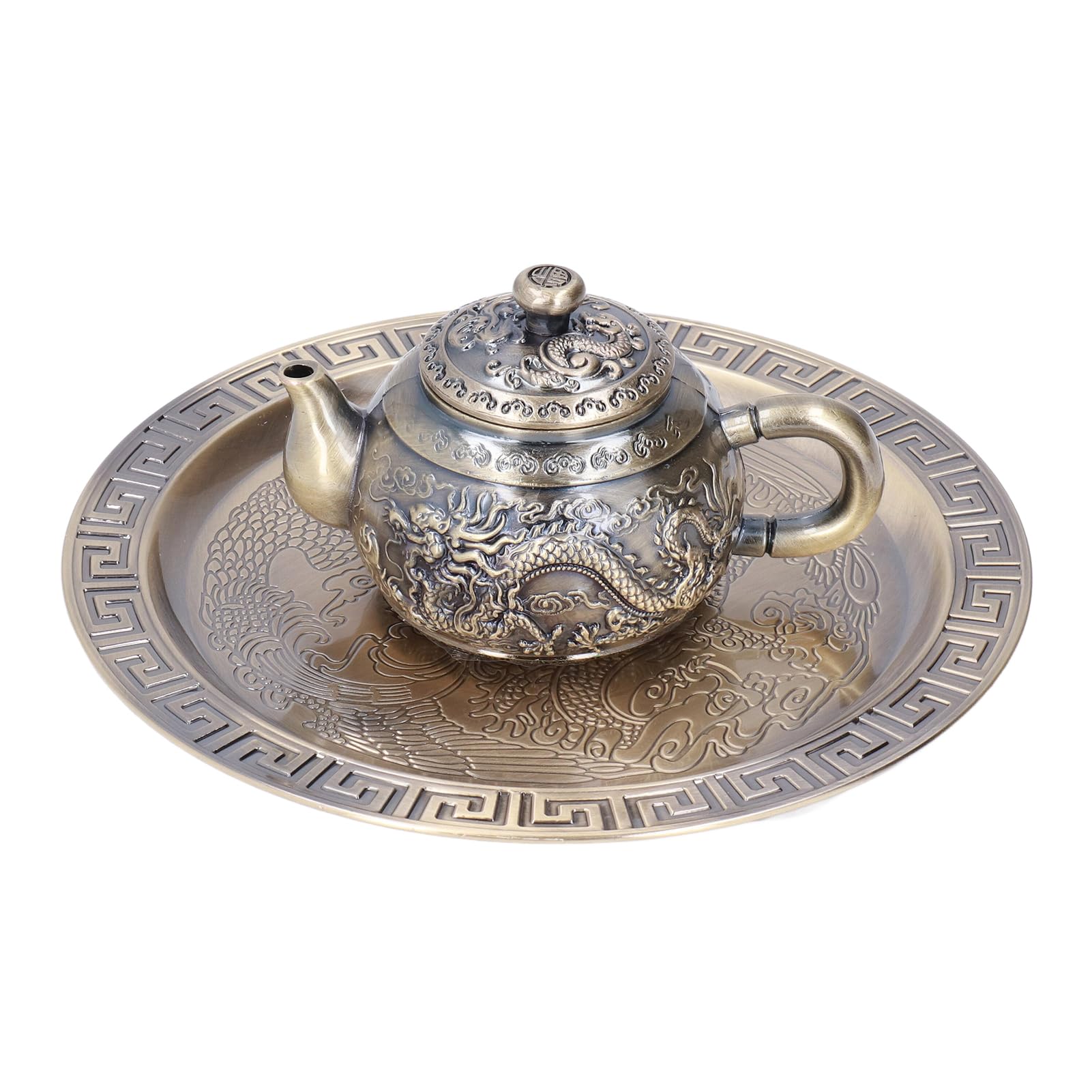 JTLB Wykwintny zestaw do herbaty ze wzorem, marokański zestaw do herbaty, vintage luksusowy relief kompletne narzędzia retro design, metal, prezent z kubkami, talerz do dekoracji stołu