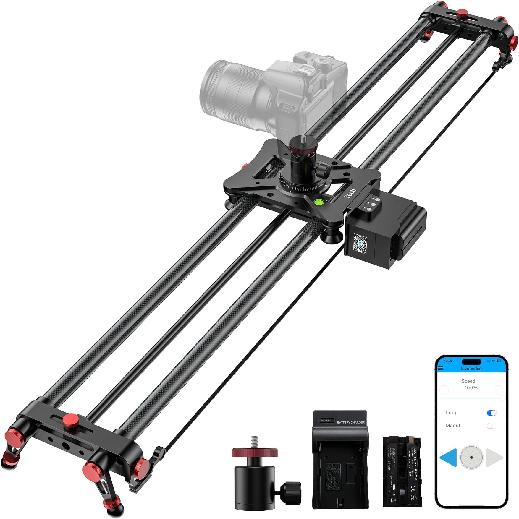 Camera Slider Motorized 47" /120cm, Button/APP Dual