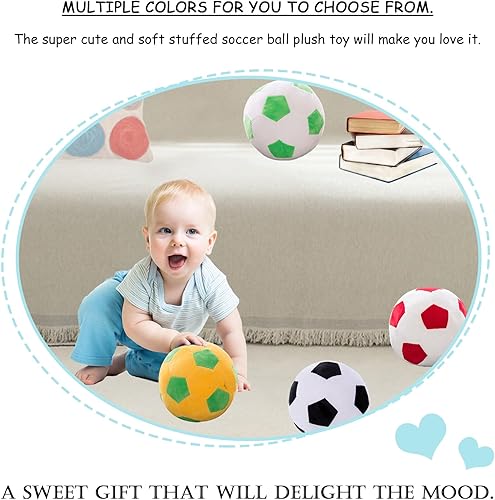 Miniatura 2 de zhidiloveyou Bola de fútbol de felpa de 9 pulgadas, almohada de fútbol de felpa regalo de fútbol para niños, rojo-blanco