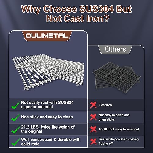 Miniatura 6 de QuliMetal Rejillas de cocina de 18.75 pulgadas de 0.354 in para parrillas de gas Weber Genesis II y Genesis II LX 300, Genesis II E&S 310 315 320