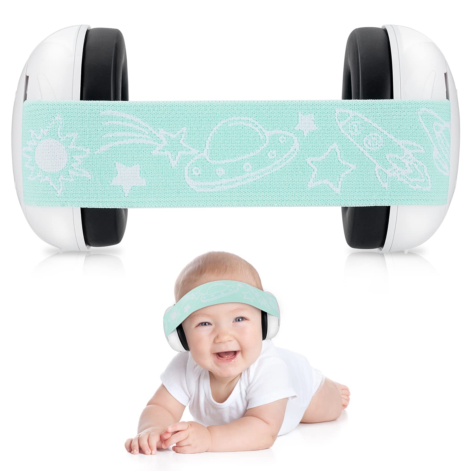 Baby Ear Defenders e protezioni, protezioni per le orecchie dei bambini con morbido cuscino regolabile paraorecchie a cancellazione di rumore per bambini compresa tra 3 mesi e 2 anni 25dB NNR