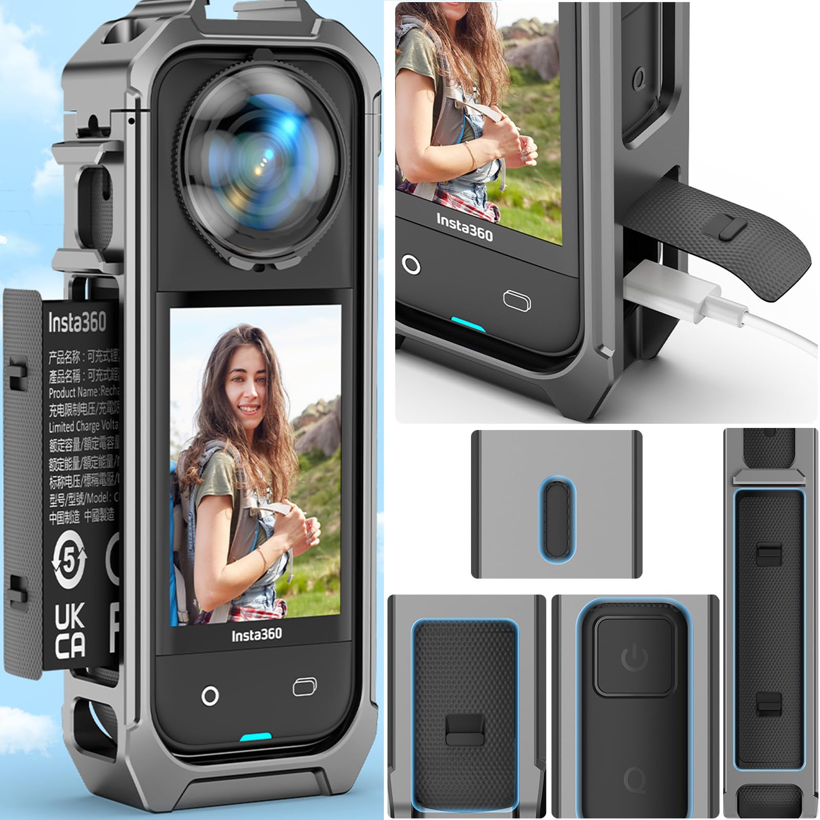 Magnétique Quick Release Support pour Insta360 X5 Cadre de Protection Métal Caméra Cage Extension Verticale Horizontale Cage Accessoires pour Insta360 X5