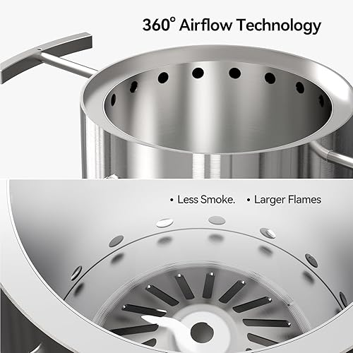 Miniatura 9 de Fogata de mesa con vidrio transparente, hoguera de mesa sin humo con cenicero extraíble y asas resistentes al calor para camping, H 9" x D 6.6", 4.3