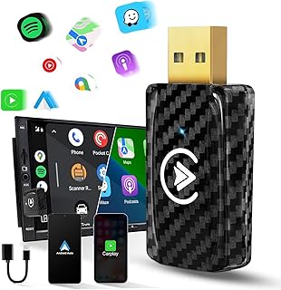 Wireless Carplay Adapter & Android Auto Wireless Adapter, 2 in 1 Auto Car Play Wireless Dongle for OEM Wired Carplay Android Auto Car with iPhone iOS 12+ / Android 11+
