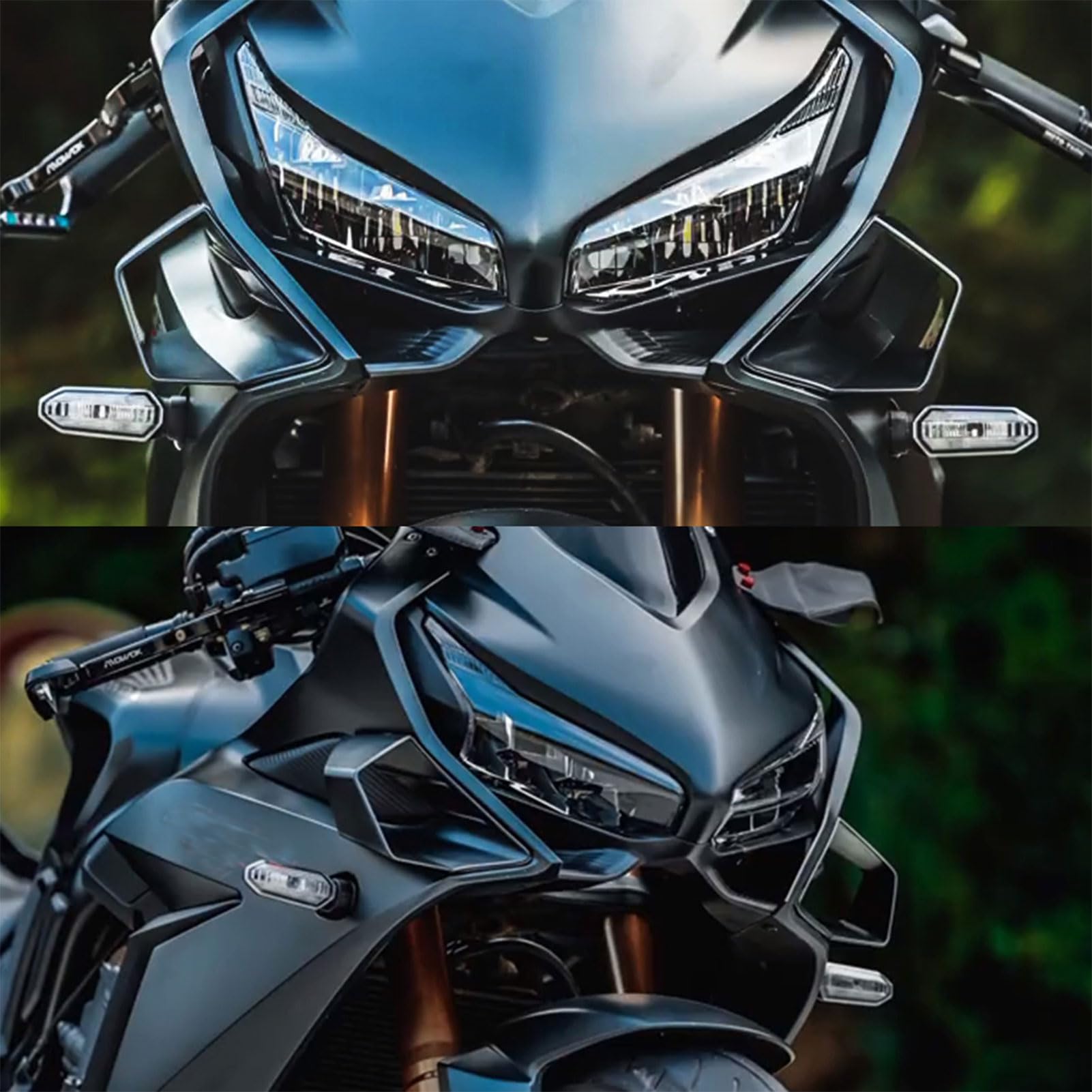 WOOGA Spoilers nus de force de descente latérale de moto aile de carénage Aile de déflecteur d'air pour Ho&n&da CBR650R 2019 2020 2021 2022 2023 Su&zu&ki GSX250R (Noir mat)