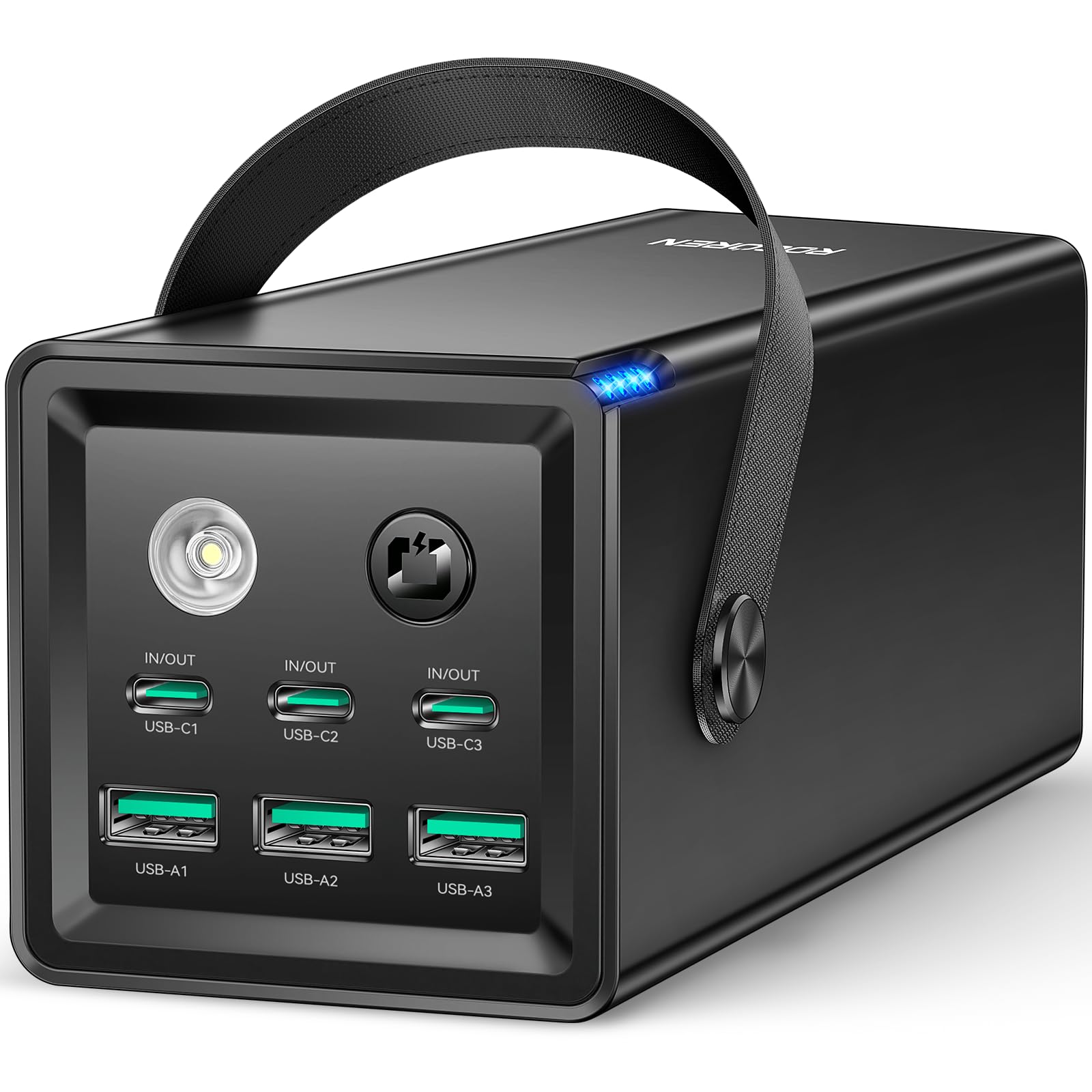 Rocoren 6 Ports Portable Charger Power Bank 50000mAh for Multiple Devices, 67.5W USB C Fast Charging with LED Light for Outdoors Camping Essentials, Emergency Hurricane Preparedness Items (Black)