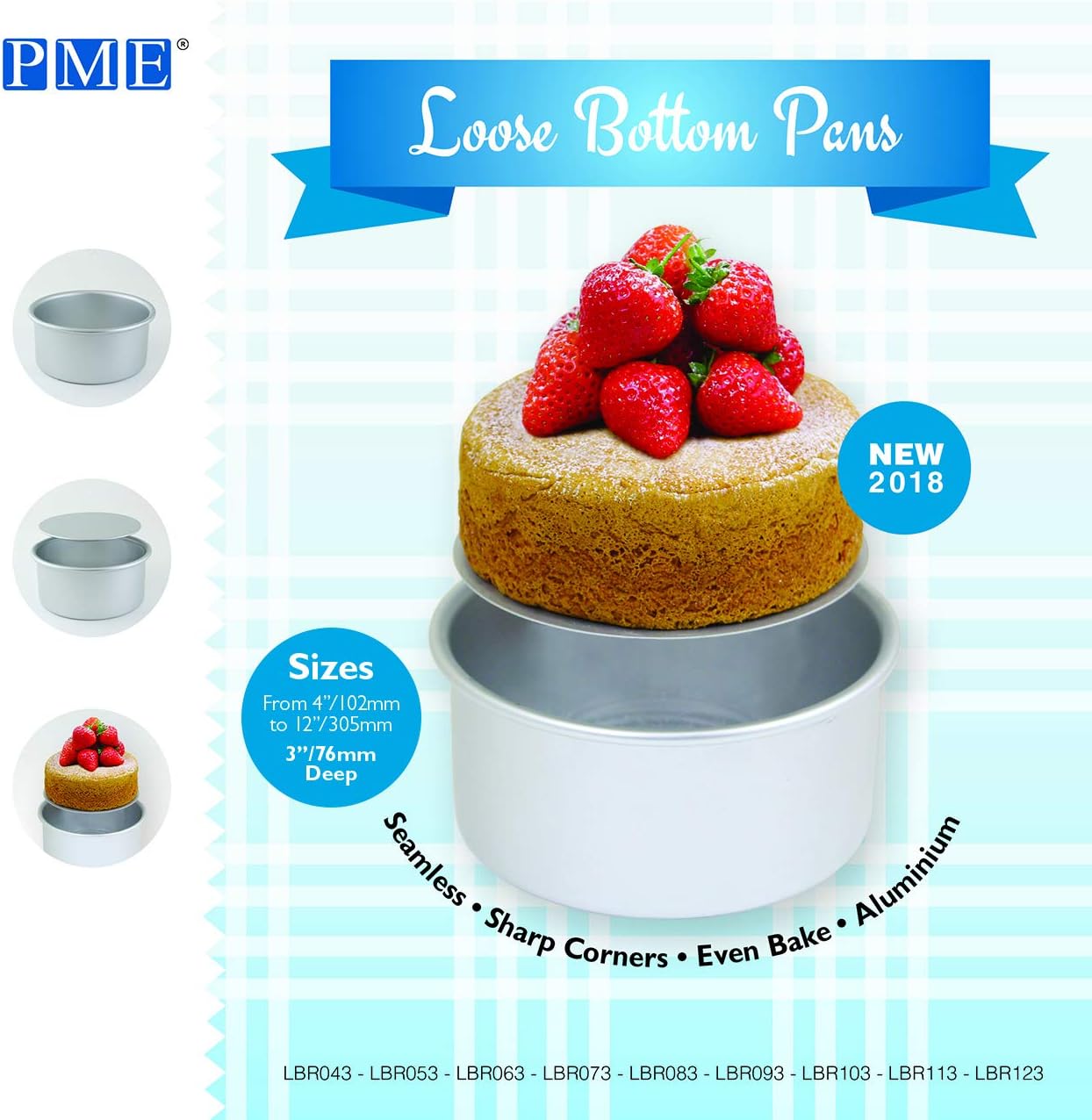 PME Anodised Aluminium Round Cake Tin with Loose Base, Silver