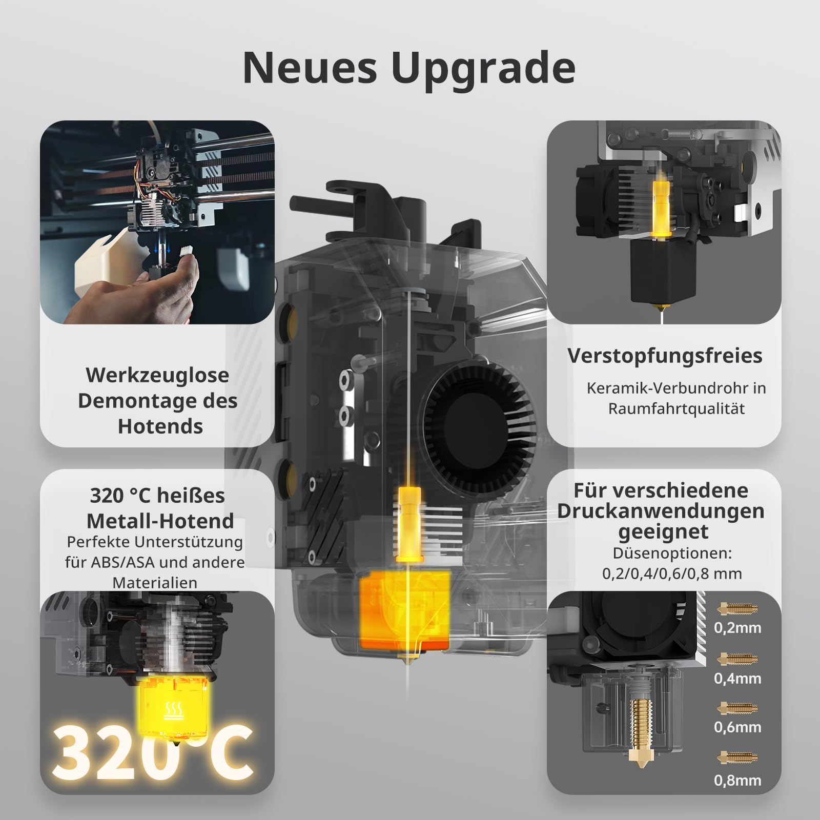 Anycubic Kobra S1 3D-Drucker, 600 mm/s Hochgeschwindigkeit, Schnell Abnehmbares 320 °C Hotend, Optionaler Mehrfarbendruck über ACE Pro, Druckgröße 250 x 250 x 250 mm