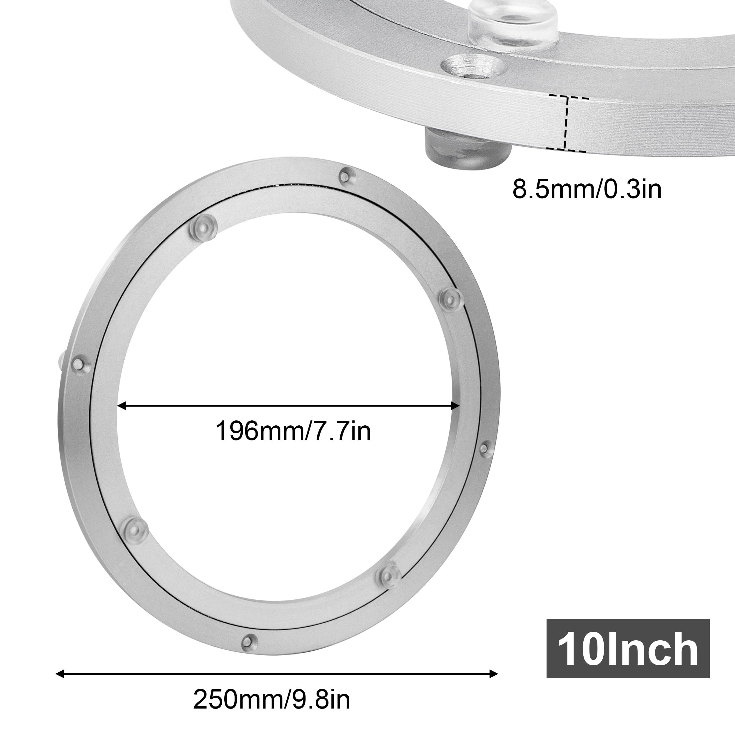 Plateau Tournant en Alliage d'aluminium, Plateau Pivotant Robuste Lazy Susan Roulement Plaque Pivotante Lisse pour Table de Salle à Manger Ronde (10 inch)