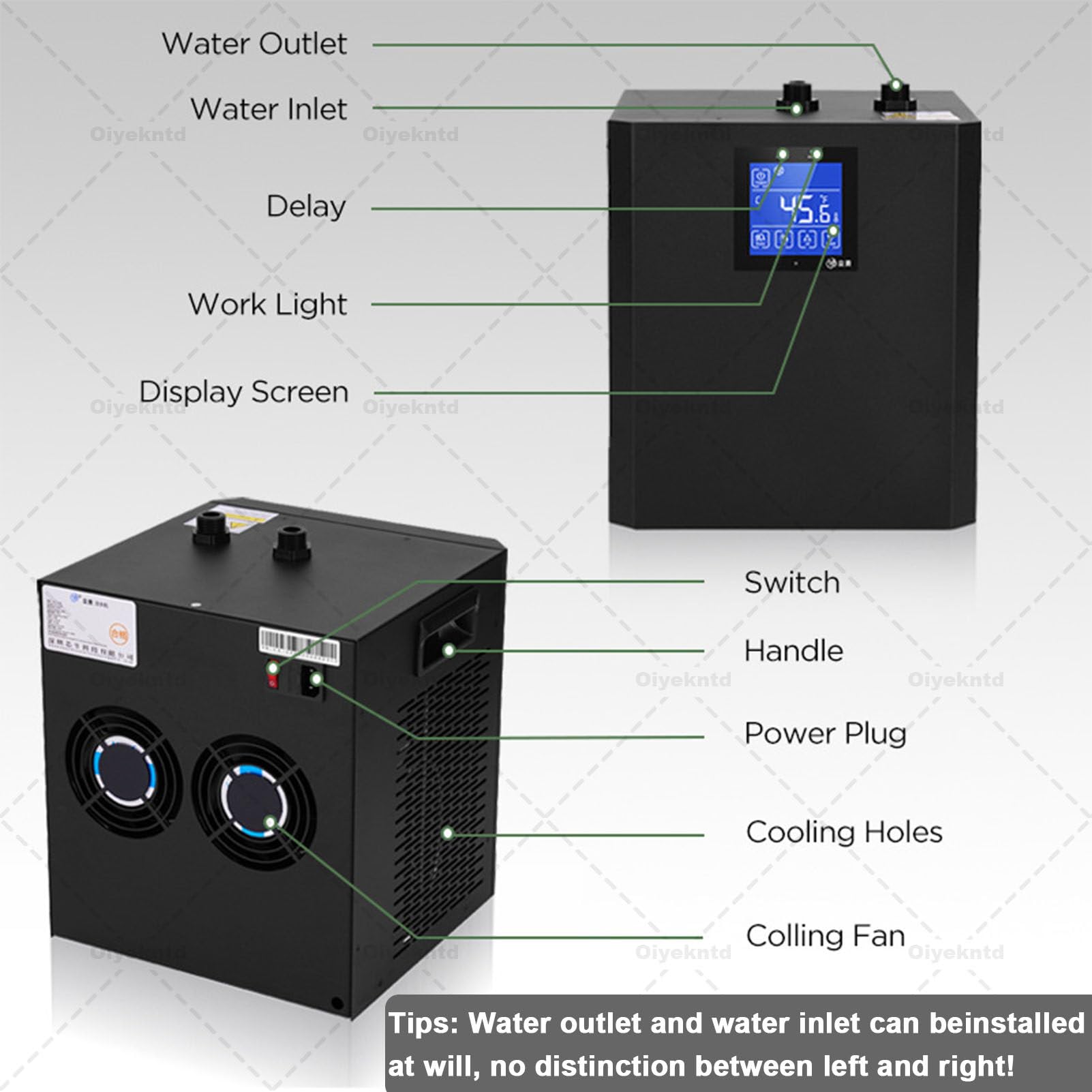 Refrigeratore d'acqua per vasche idromassaggio fredde, refrigeratore d'acqua per vasche idromassaggio fredde con 2 pompe, filtro esterno e telecomando, unità di raffreddamento d'acqua per vasche