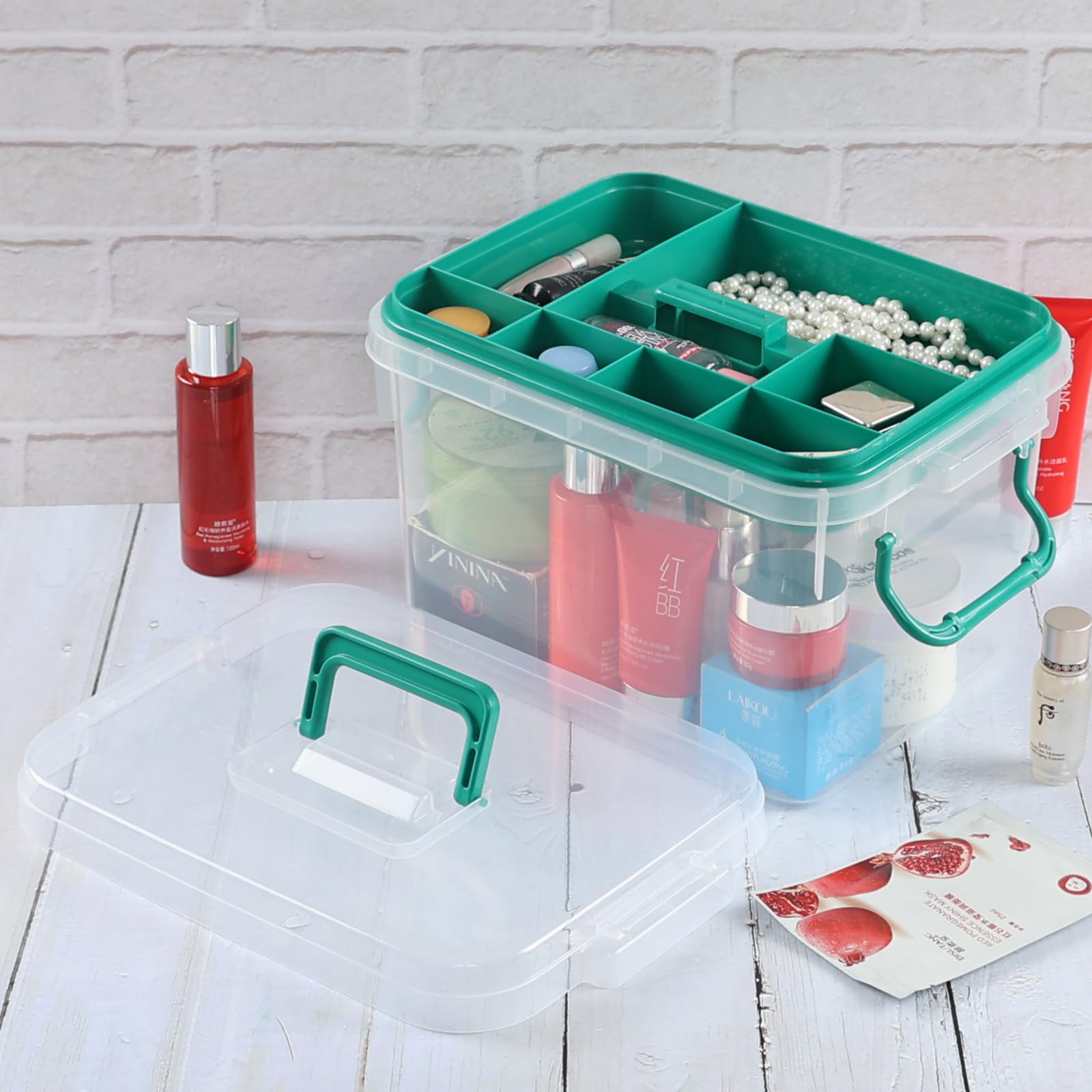 1 scatola di pronto soccorso in plastica trasparente per la famiglia, kit per medicine di emergenza