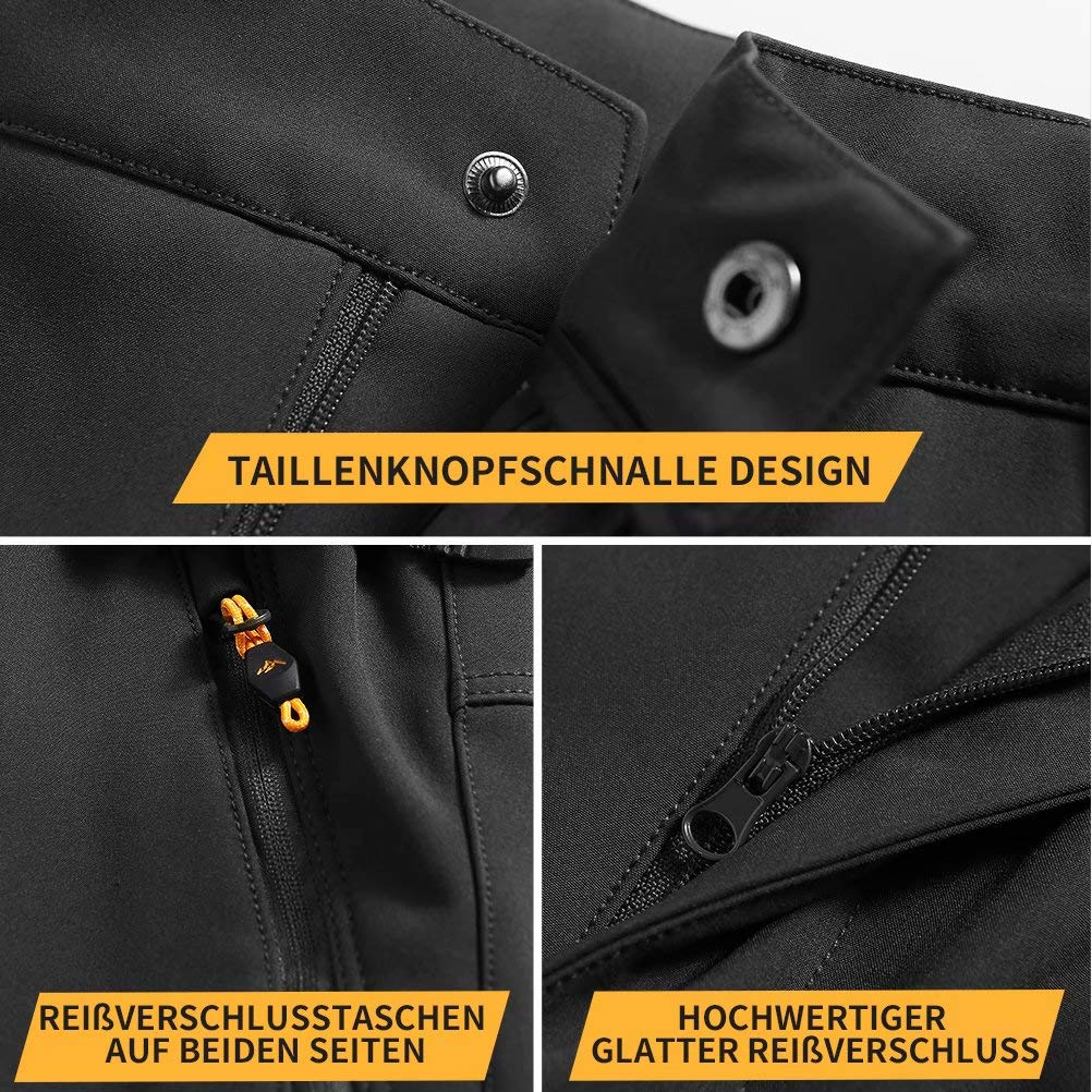 FLYGAGA Pantaloni da Sci Outdoor da Donna Pantaloni Softshell Pantaloni da Trekking Foderati in Pile Caldo Antivento Pantaloni ad Asciugatura Rapida Trekking Pantaloni Funzionali Autunno Inverno