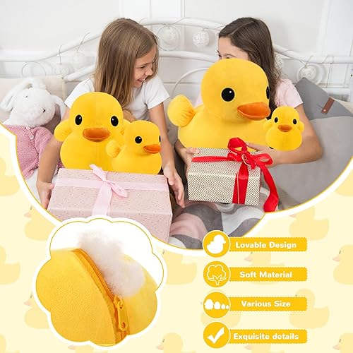 Miniatura 4 de 2 piezas de pato amarillo gigante de peluche suave, almohada de peluche de pato, muñecas de animales, juguete de pato abrazable, juguete para niños