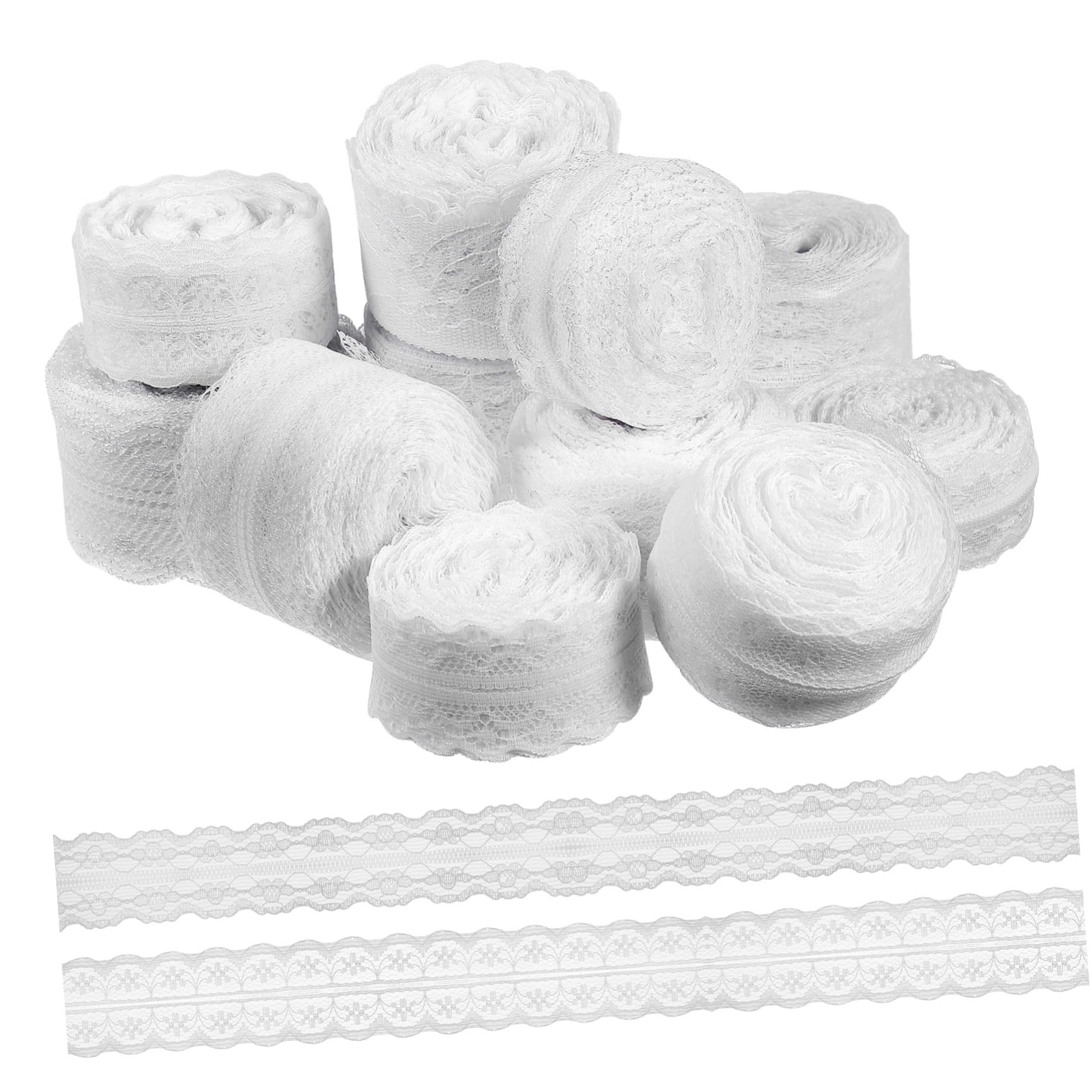 Artibetter 12rollos Cinta De Encaje Blanca Cintas Para Manualidades De Encaje Para Flores Para Envolver Regalos y Decoración Tela De