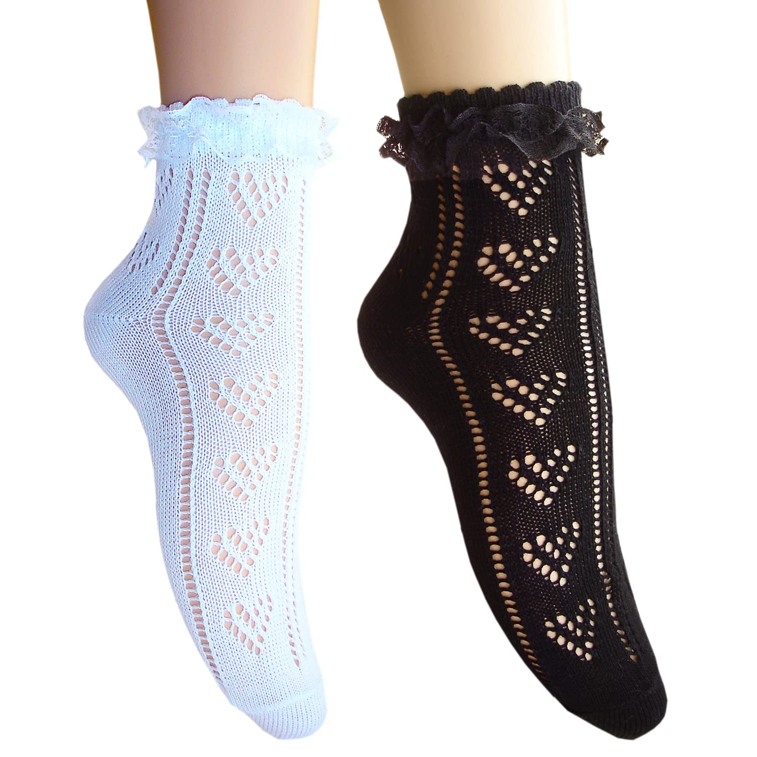 Ladies cotton bobby socks with lace womens heart pattern ankle socks