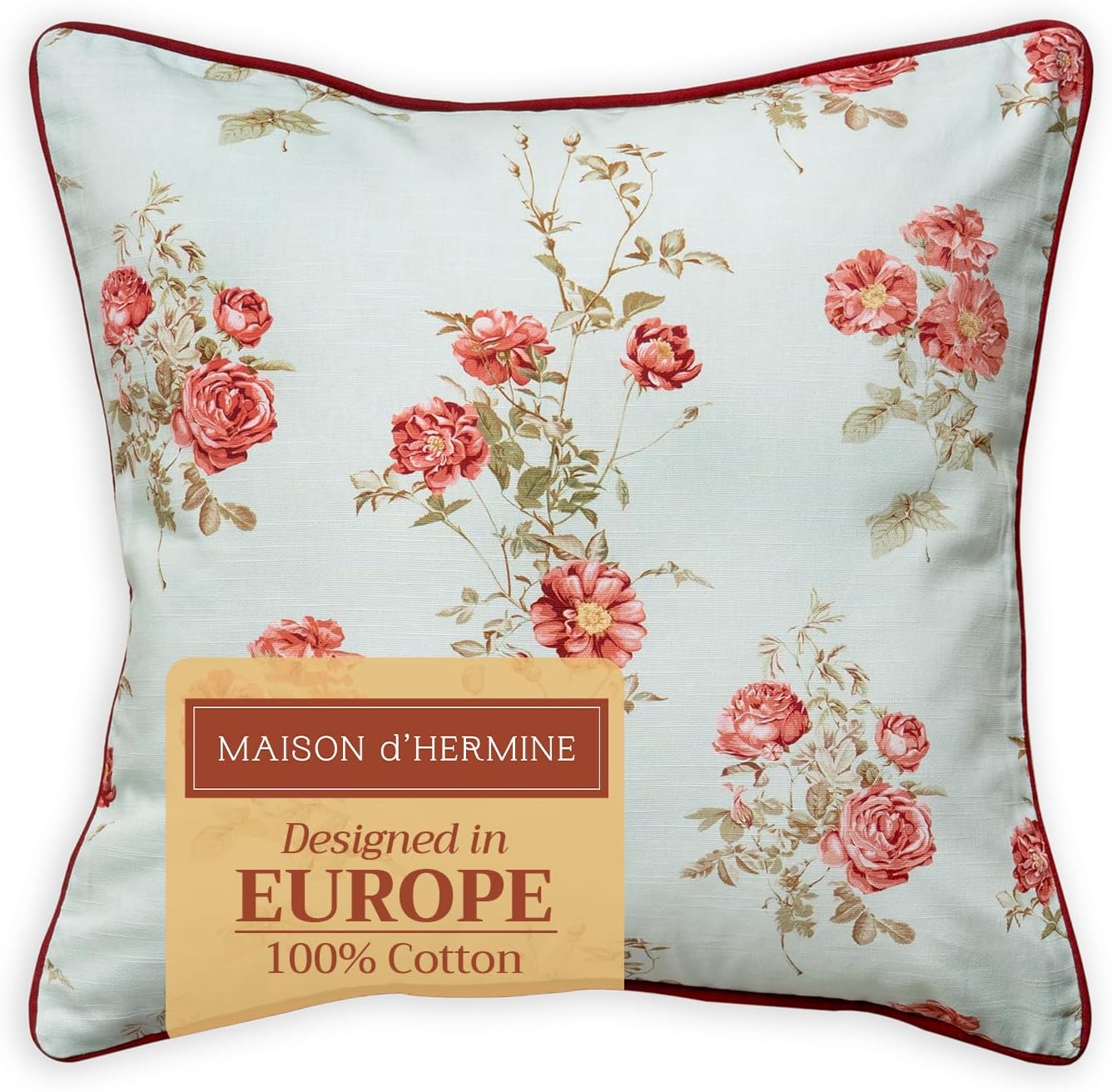 Maison d' Hermine Throw Pillow Covers 100% Cotton (18" x 18" - Pack of 1)