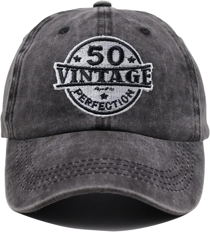 50th Birthday Gifts for Women Men, Vintage 1972 Aged to Perfection Hat, 50 Years Old Adjustable Embroidered Baseball Cap