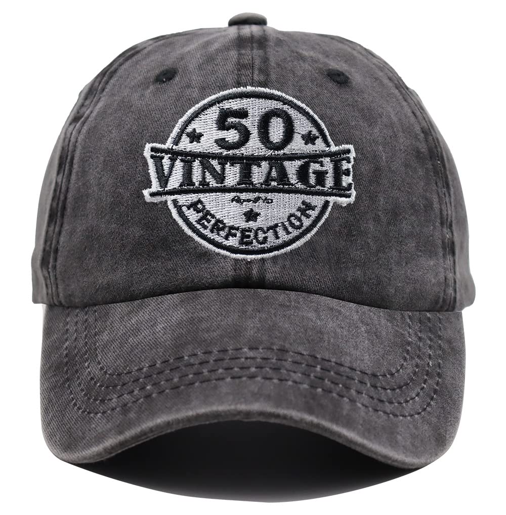 50th Birthday Gifts for Women Men, Vintage 1972 Aged to Perfection Hat, 50 Years Old Adjustable Embroidered Baseball Cap