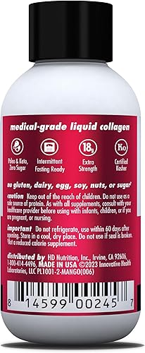 Miniatura 9 de Health Direct - Péptidos de colágeno líquido original de 18000000 MCG para cabello piel uñas 2 onzas líquidas suministro de 12 días sin azúcar mango