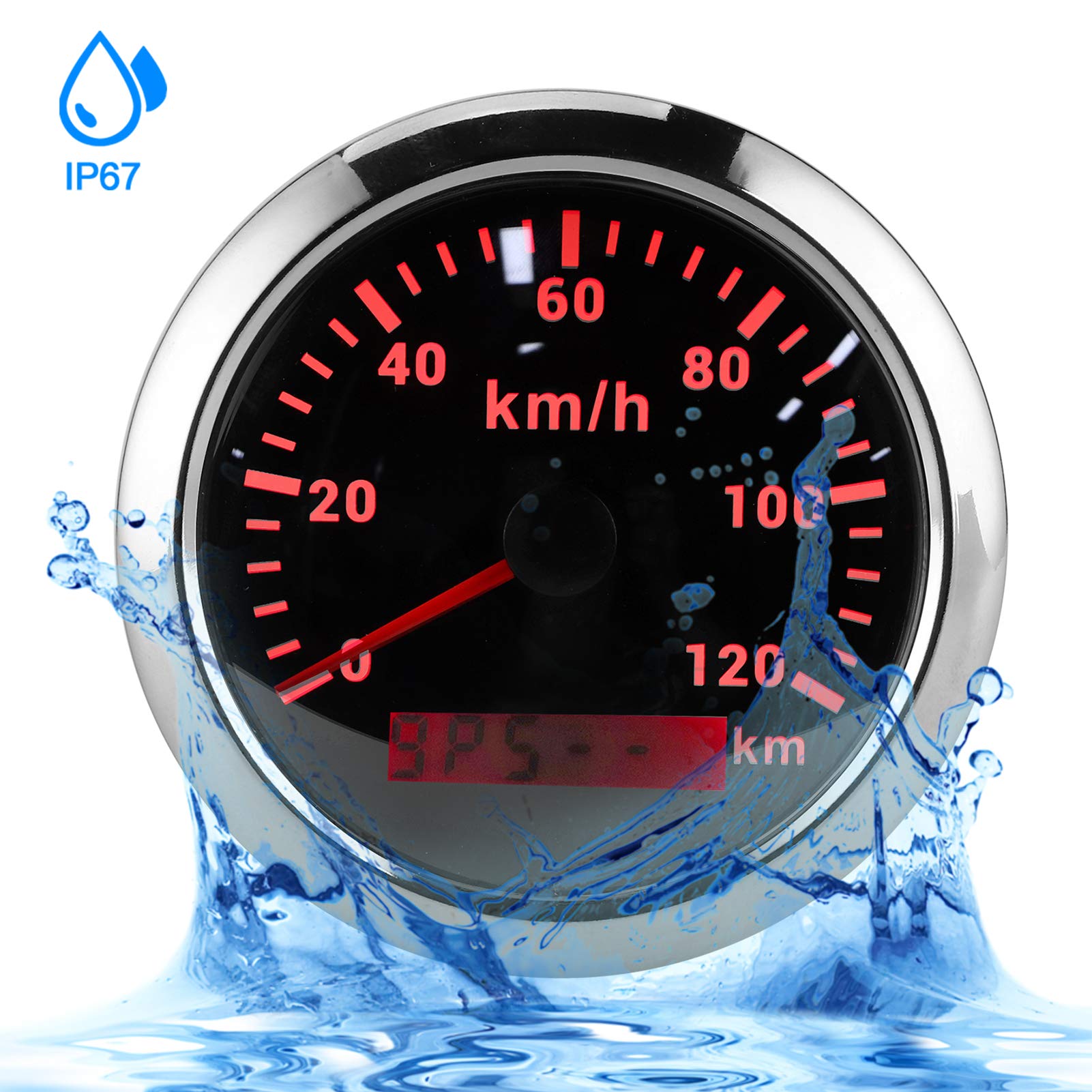 Velocímetro GPS Digital, Impermeable Acero Inoxidable 85mm, Odometer Multifunción 120 KM/H para Barco, Yate, Motocicleta, Coche
