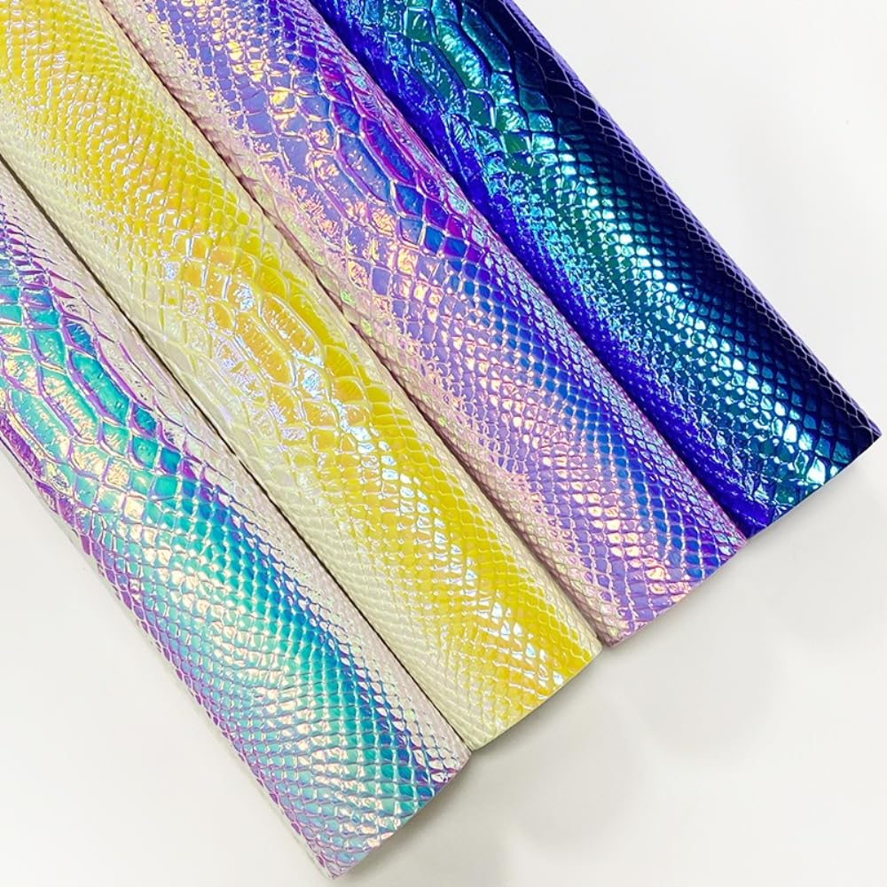 Wambere 5 unidades, tamaño 30 x 135 cm, piel sintética, piel sintética de poliuretano, multicolor, arcos de piel sintética con diseño de serpiente, para pendientes, lazos para el pelo y proyectos de