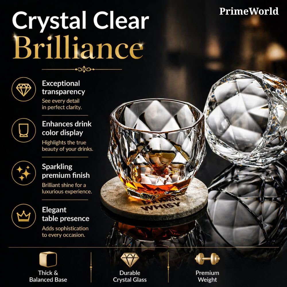 Crystal Whiskey Glasses Set - 6 Premium Tumblers -7