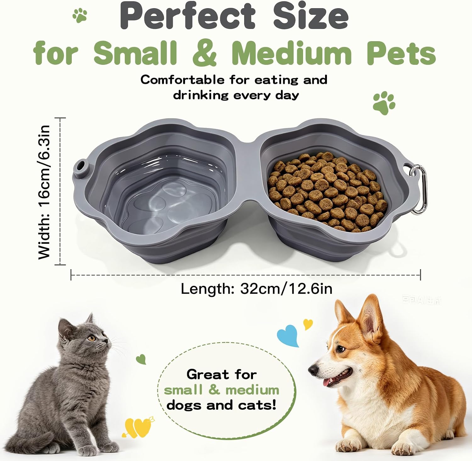 Collapsible Silicone Paw Shaped Dog Bowl 2-in-1 Travel Pet Bowl image 4